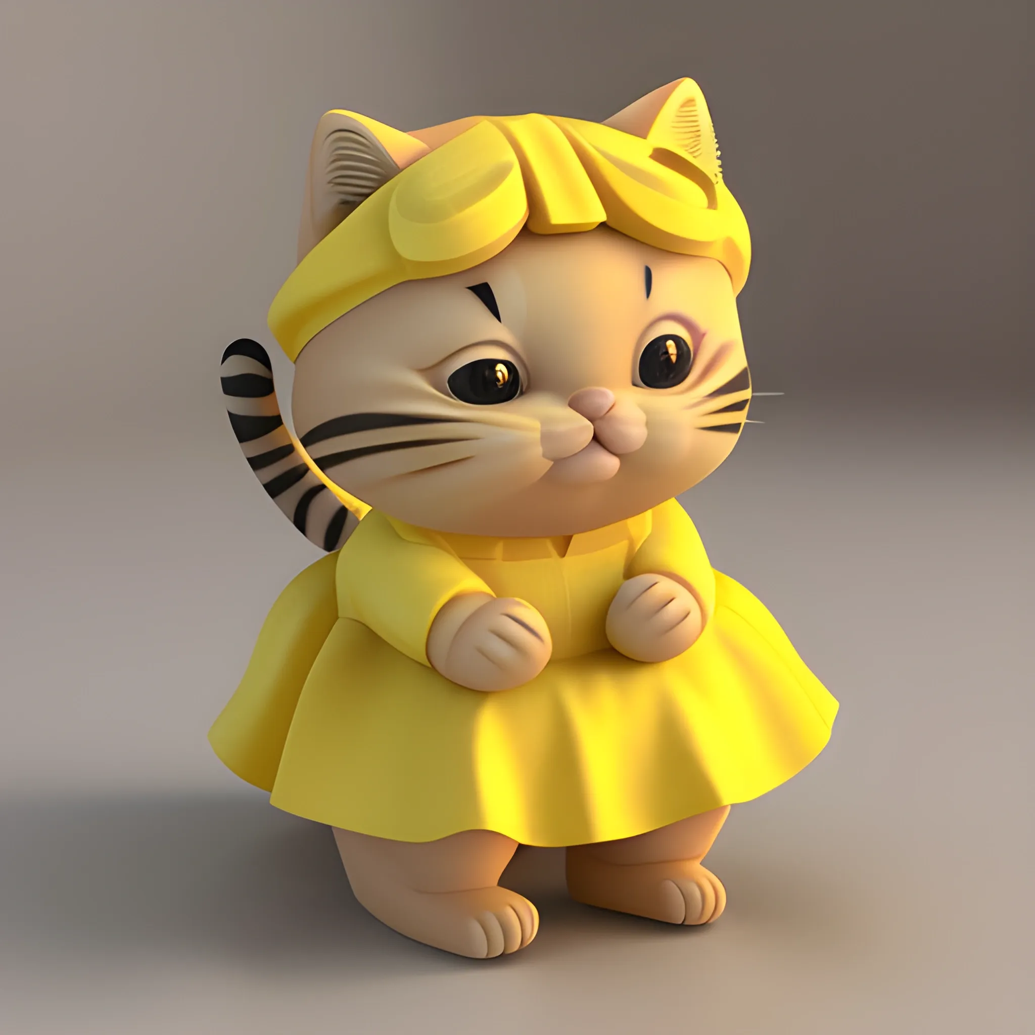 Gatito amarillo bebe, 3D