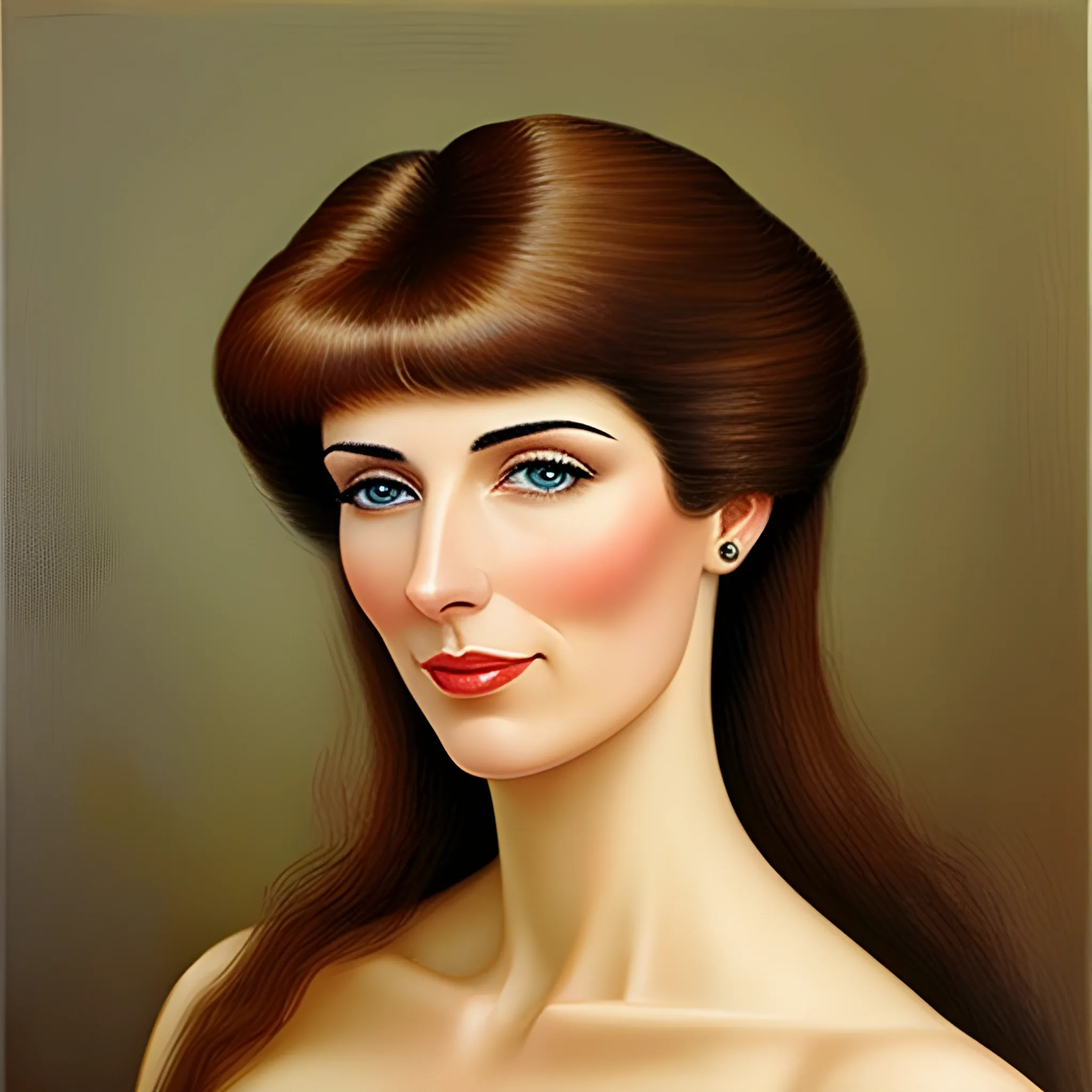 A girl with the hair brown, Oil Painting