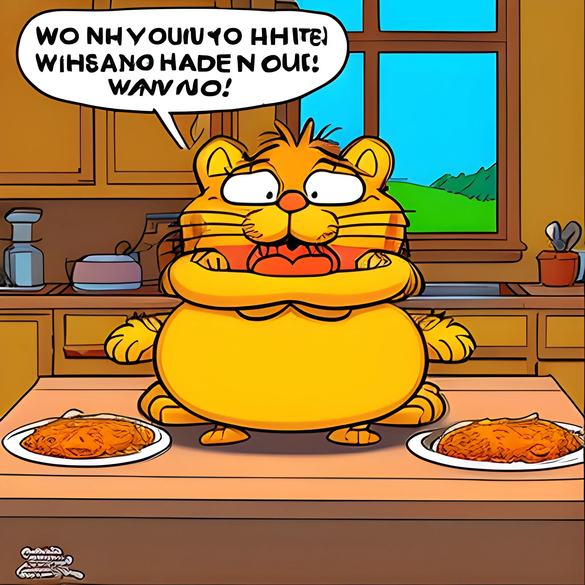 Garfield don't want lasagna , Cartoon