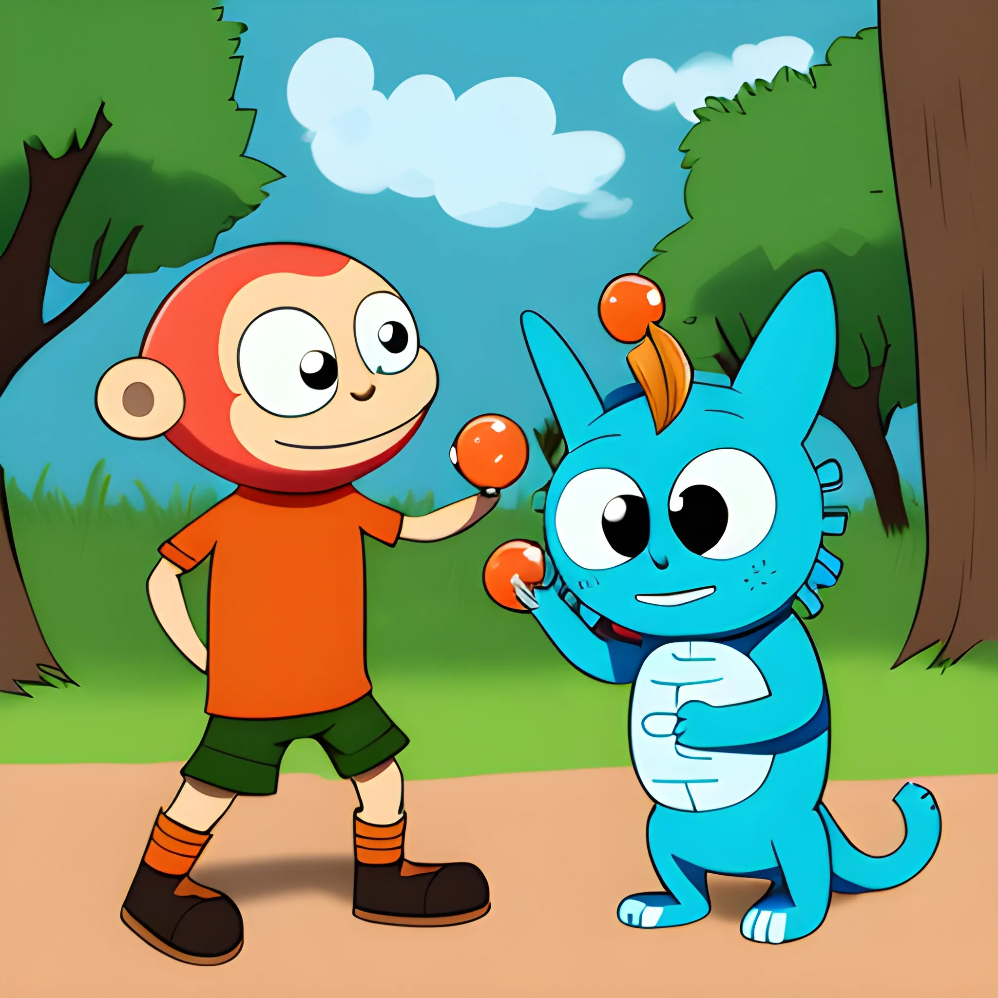 Gumball and Darwin playing outside, Cartoon