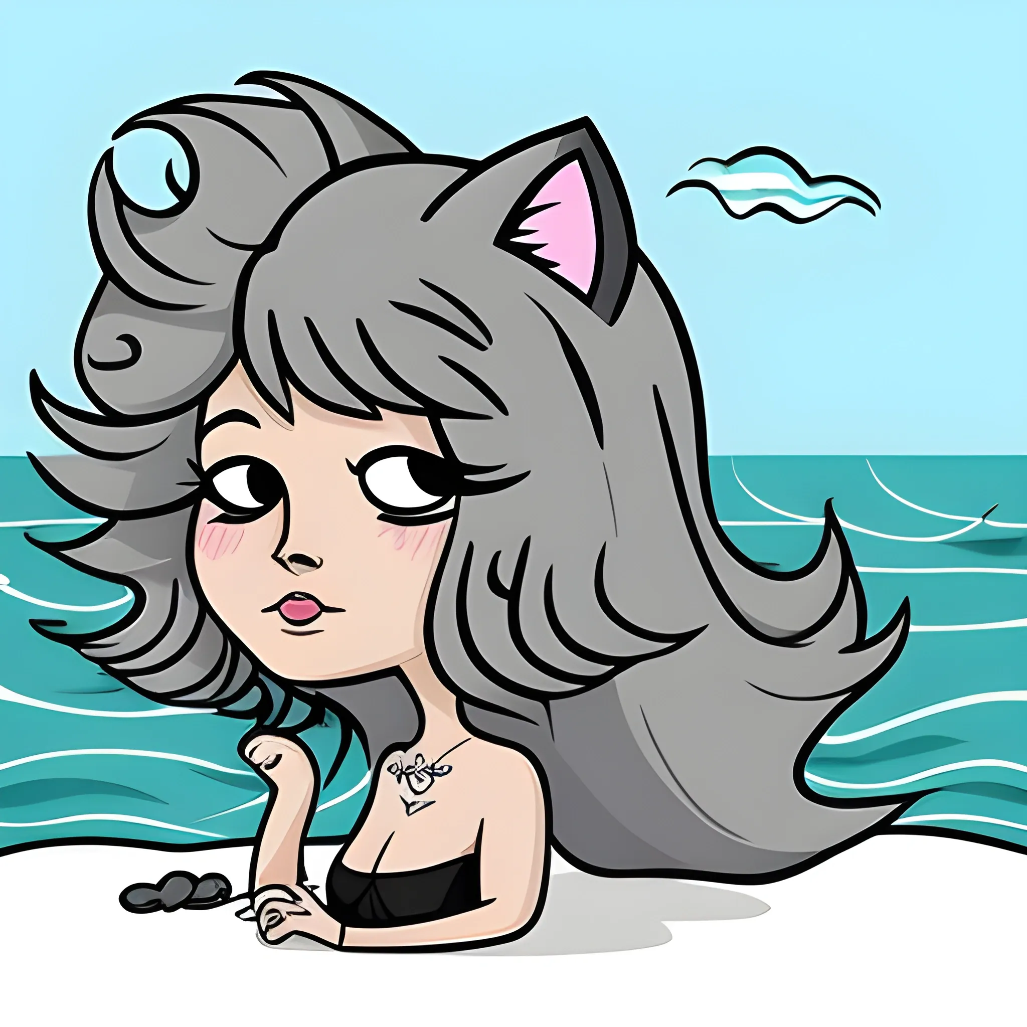 crea un lobo que tenga el pelo gris y sea amigable, Cartoon