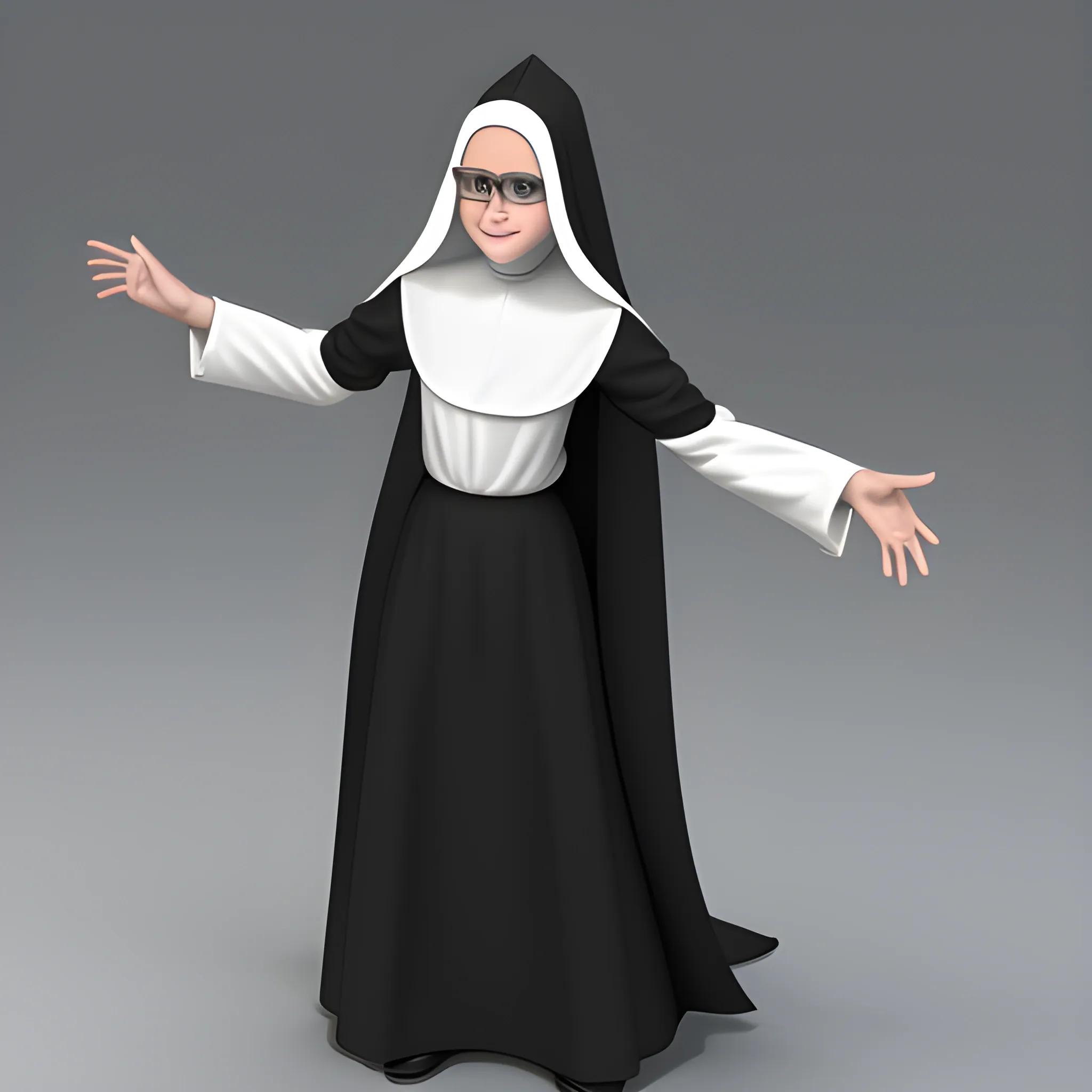 Nun, 3D, Nice body