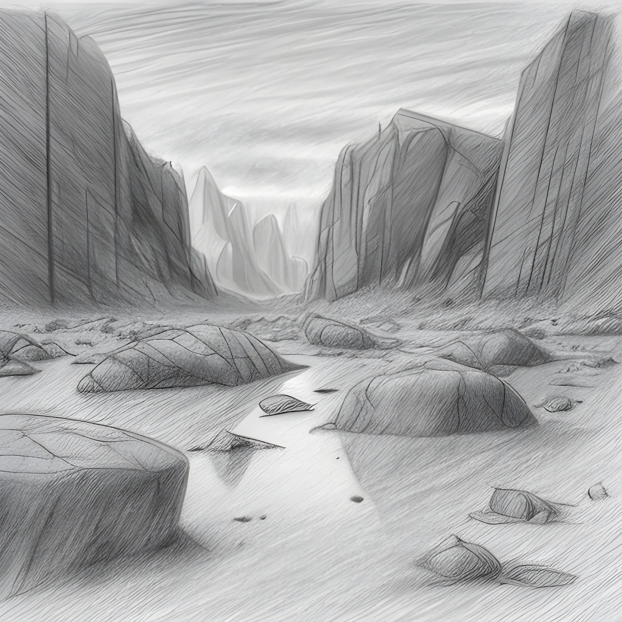 , Pencil Sketch
Heavy rain
In the desert 
Among the rocks