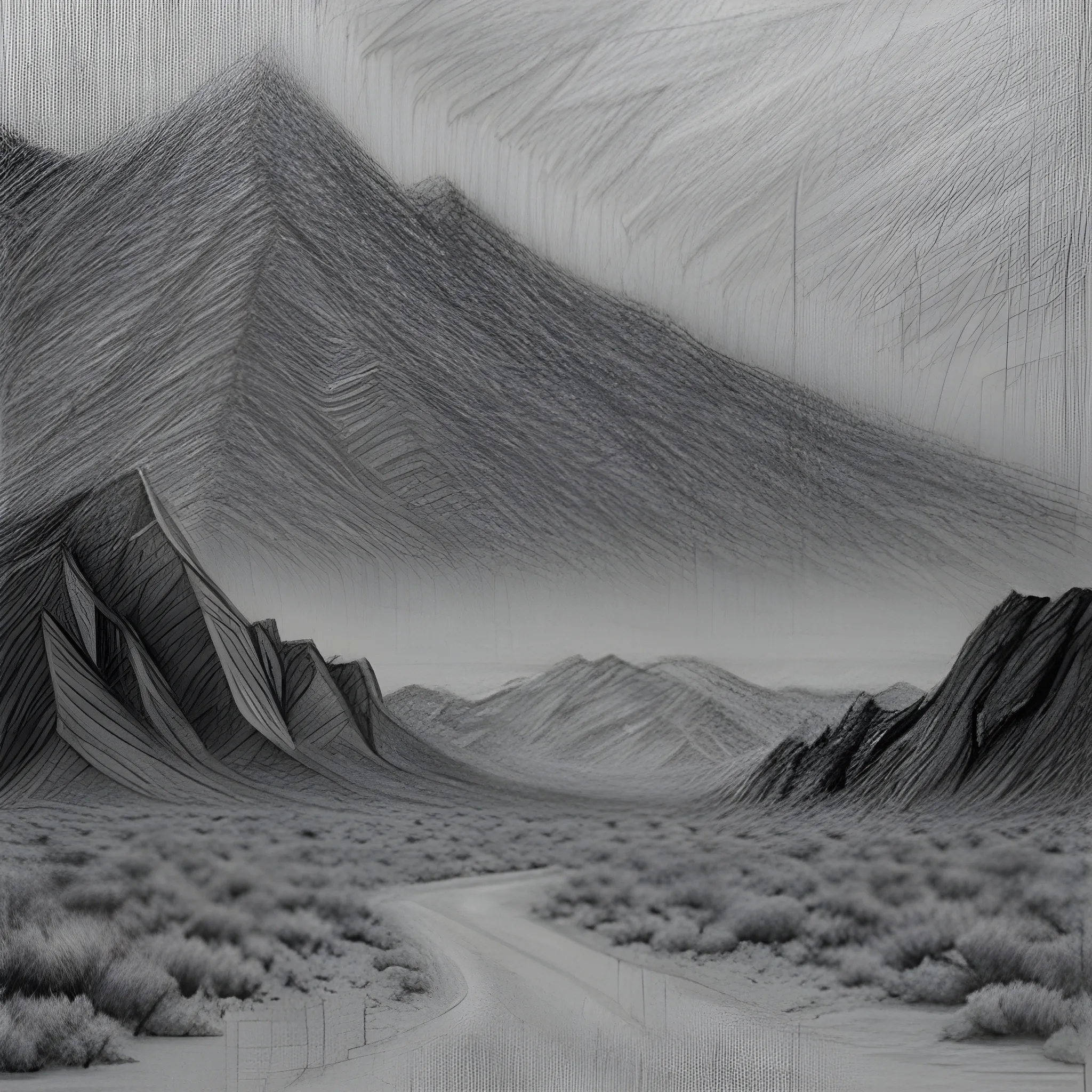 , Pencil Sketch
Heavy rain
In the desert 
Near the mountain