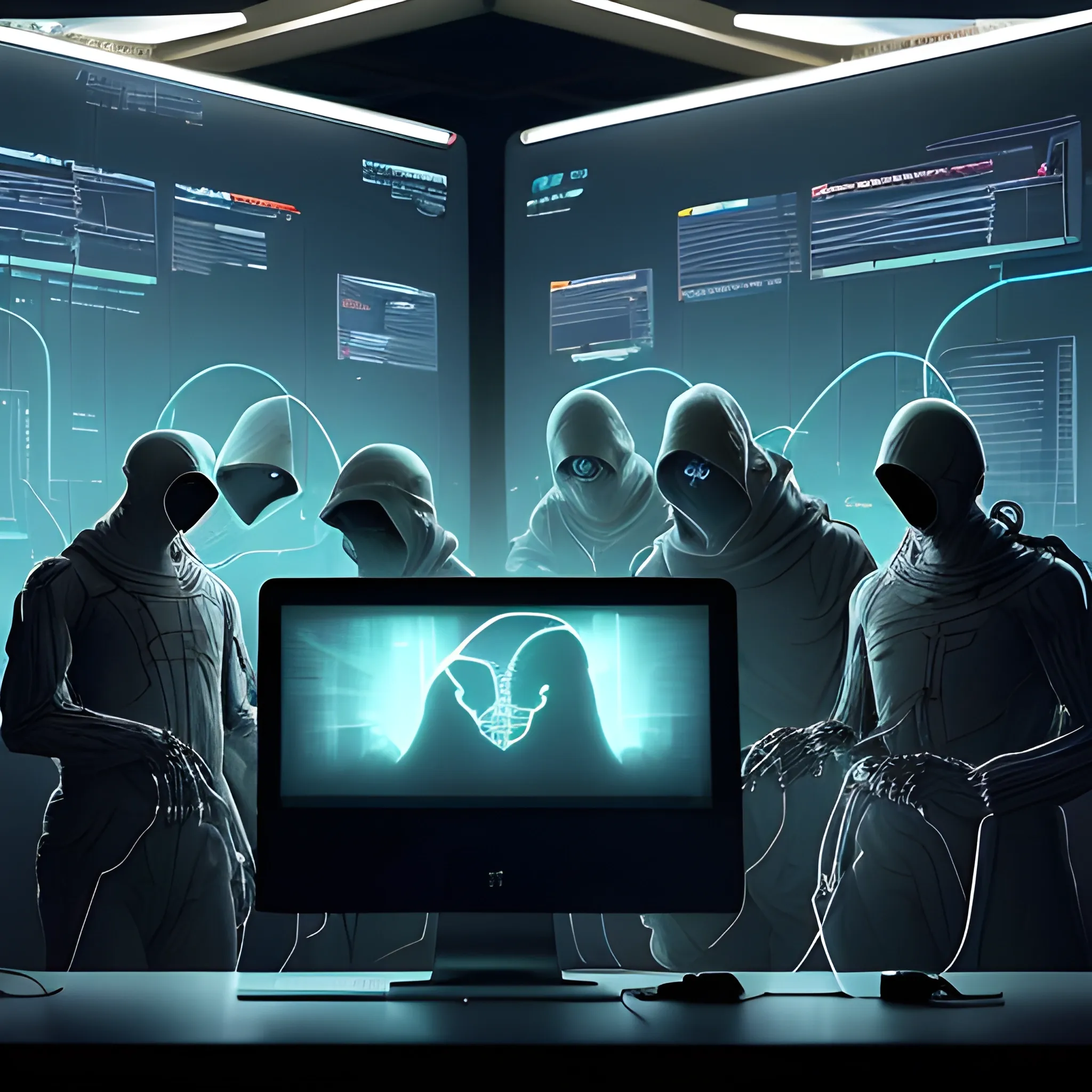 A group of figures huddled around a flickering screen, illuminated by the soft glow of pale moonlight filtering through an industrial window. Cables snake across the floor like skeletal limbs, connecting laptops and servers emitting an ethereal hum. Text scrolls frantically on the screen, revealing alarming statistics - global systems compromised, networks fractured. This is not a scene from a dystopian future, but the aftermath of a cyberattack, orchestrated by the shadowy minds behind the notorious CrowdStrike malware. Behind the experts, illuminated by the glow of their screens, lies a hushed determination - a fight against the unknown, a battle for digital survival.