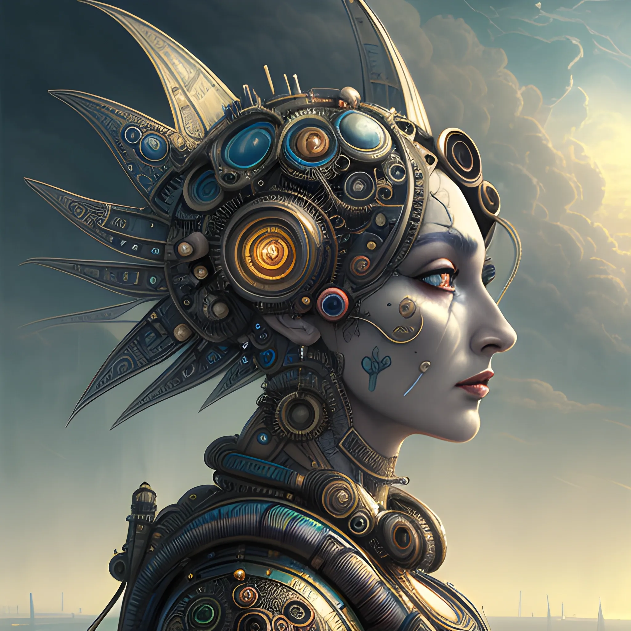 Psycodelic beautiful stunning woman with the best of luck sun rays dark clouds  Intricate,Sharp Focus,Concept Art,Artstation,Steam Punk,Machinery,Retrofuturism,Concept Art,8K,Cyberpunk,Highly detailed,HD,Holographic,Light-Based,Futuristic,Highly Detailed,Psychedelia,Highly Detailed,Futuristic,Visionary,Salvador Dali,Fantasy,Highly detailed,Artstation,Surrealism,street art,concept art,Artstation,Surreal,artwork,highly detailed,concept art,Surreal art,HD,Mystery,highly detailed