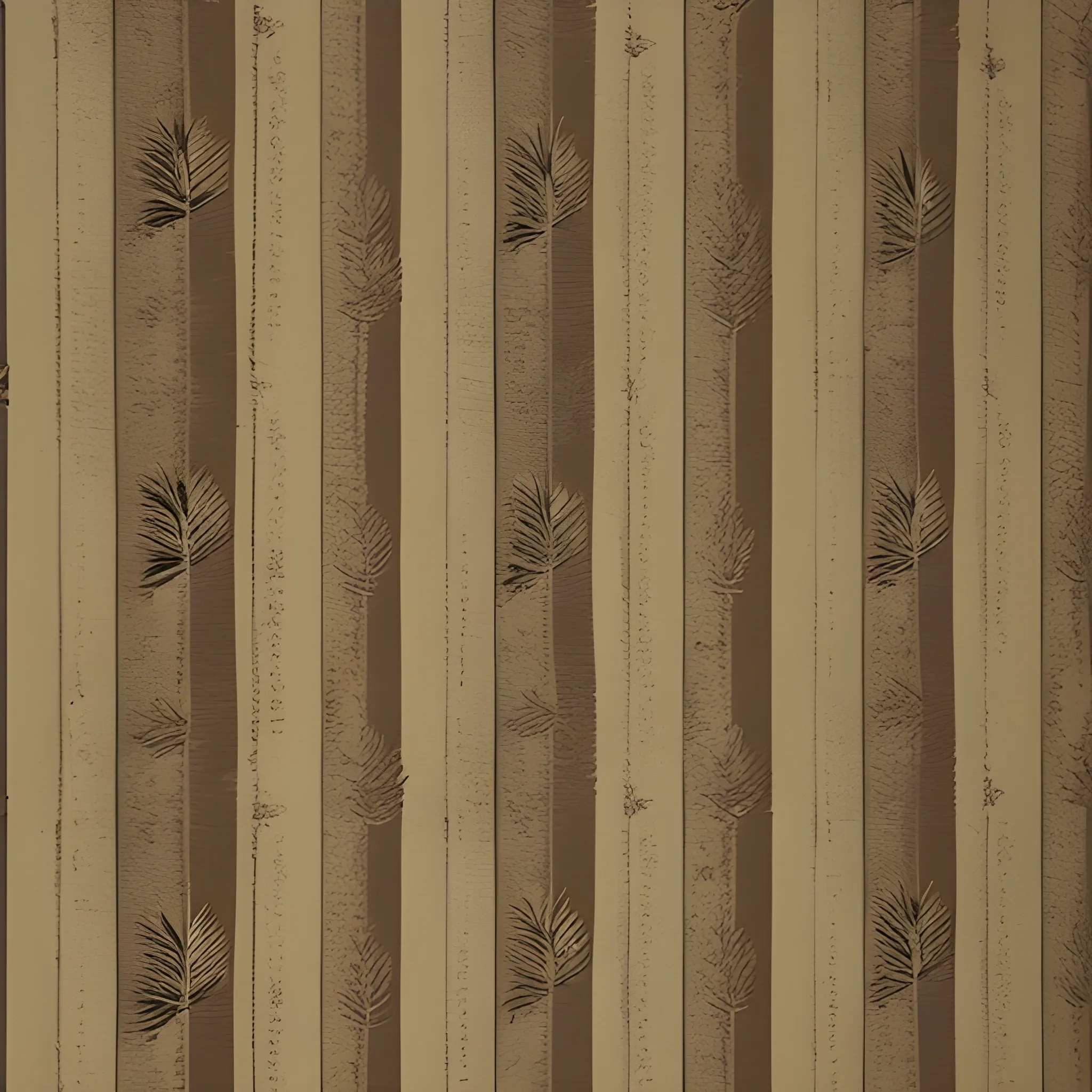 vintage wallpaper. The background is light coffee colored, with  a dark brown pine leaf pattern