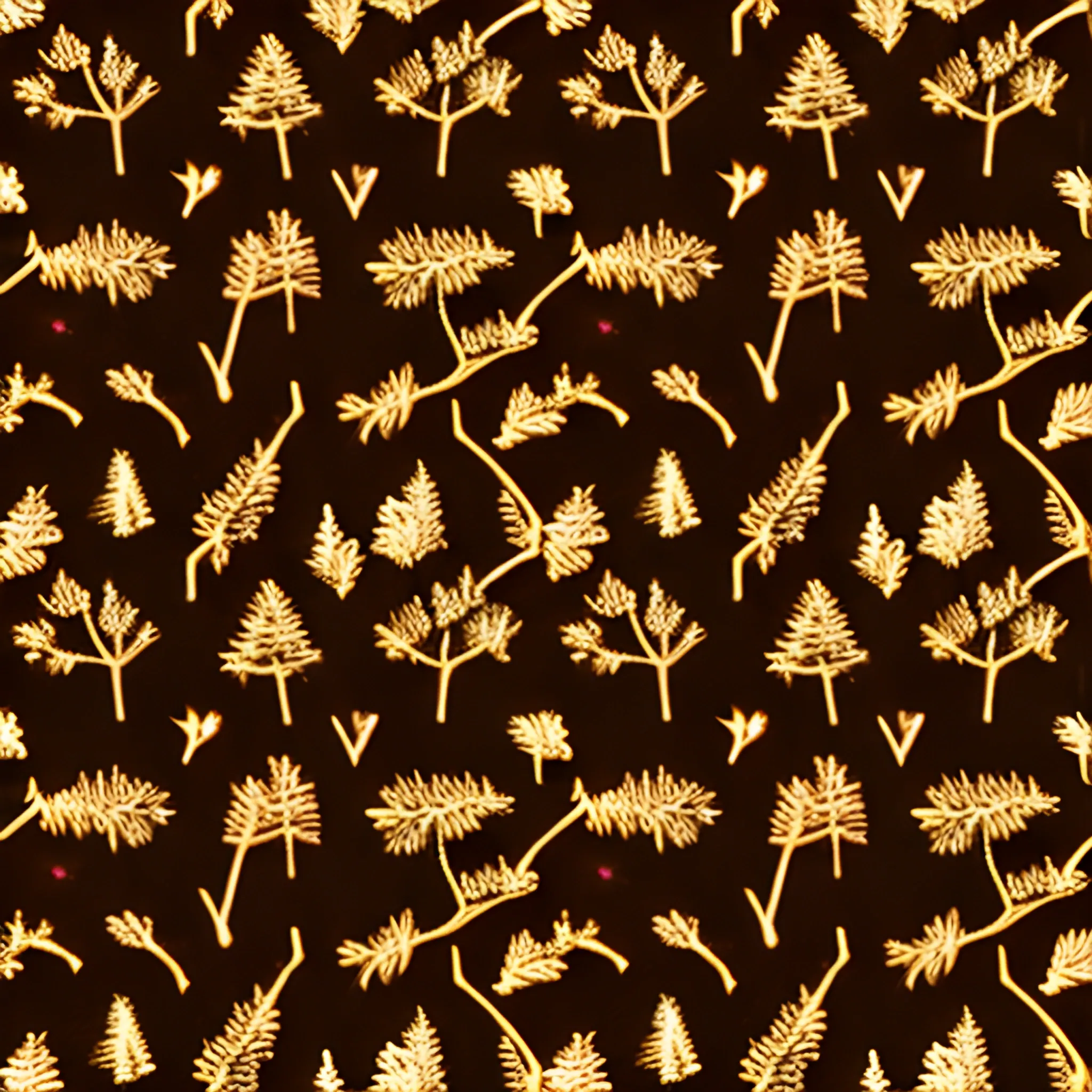 light brown background. small dark brown pine tree pattern.