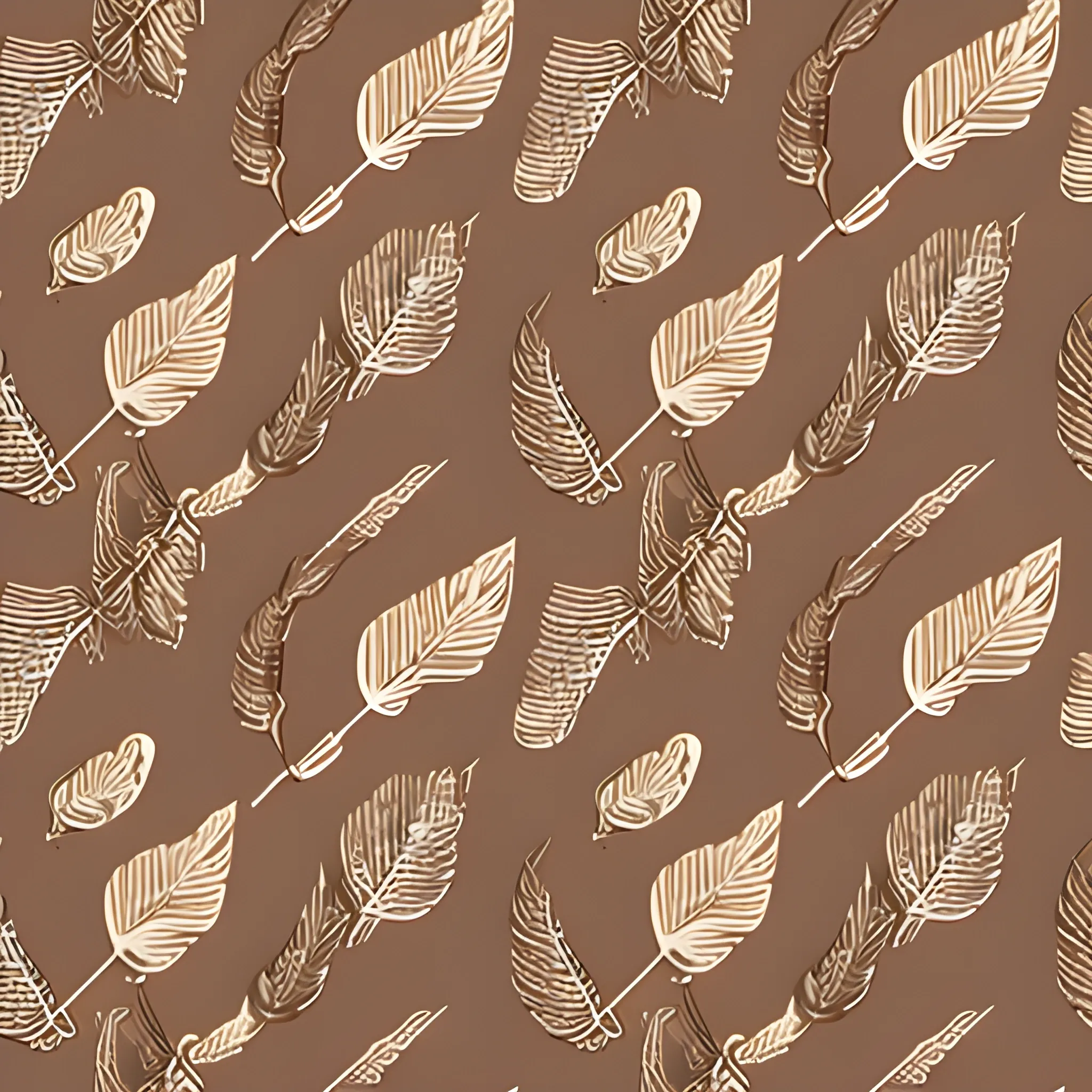 light brown wallpaper with a dark brown feather pattern, Cartoon