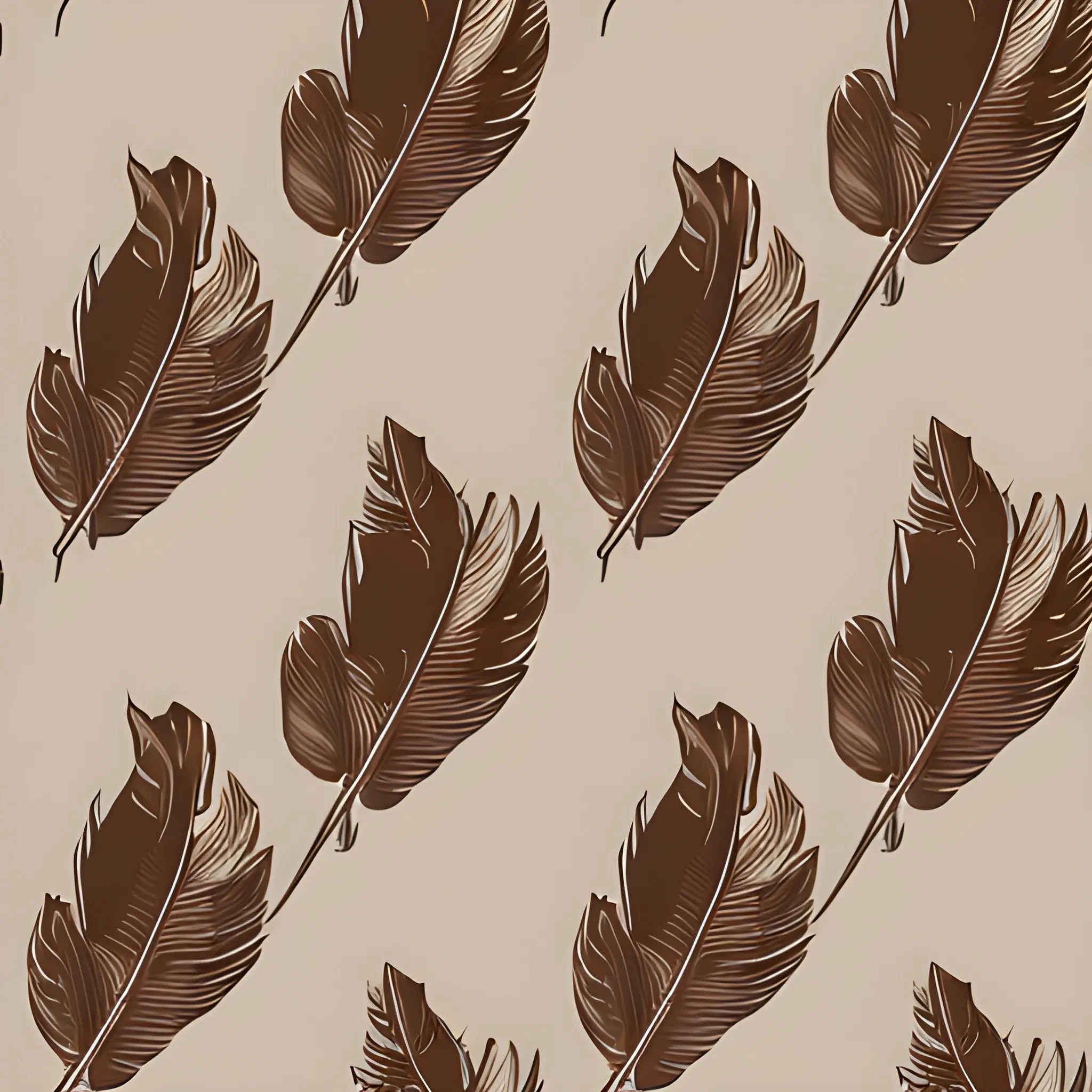 light brown wallpaper with a dark brown feather pattern, Cartoon