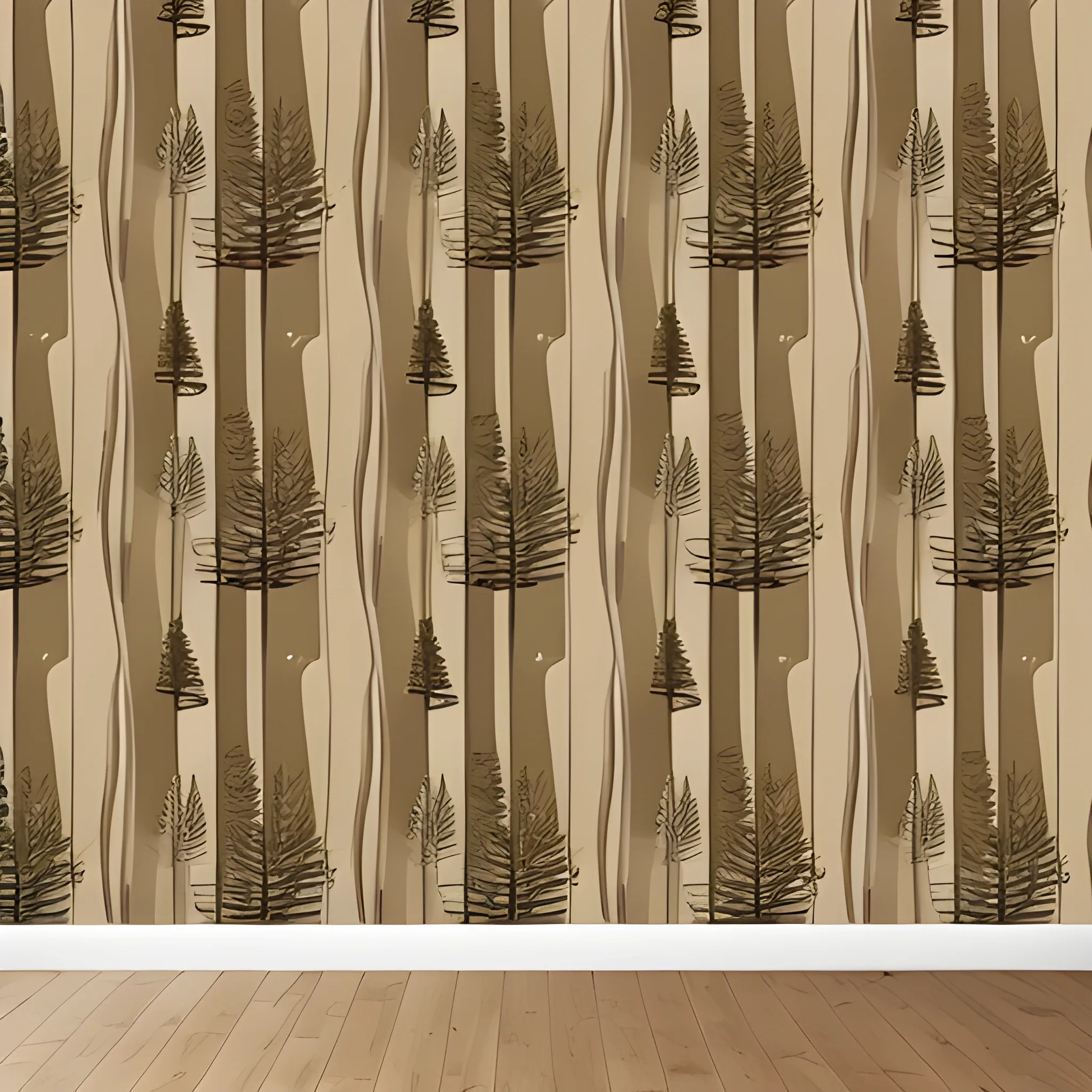 light brown wallpaper with a dark brown pine tree pattern, Cartoon