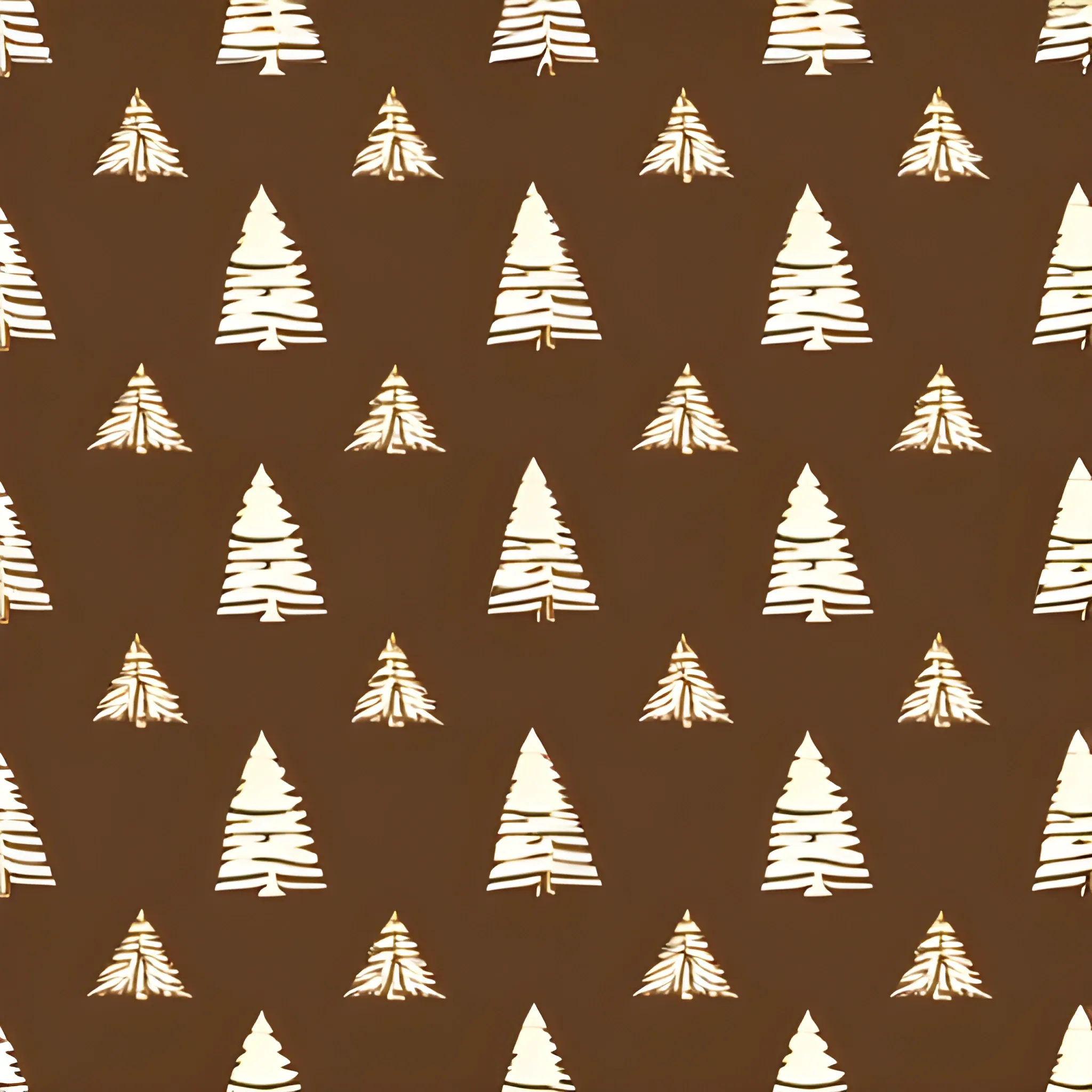 light coffee brown background with a dark brown pine tree pattern. Midcentury. Cartoon.