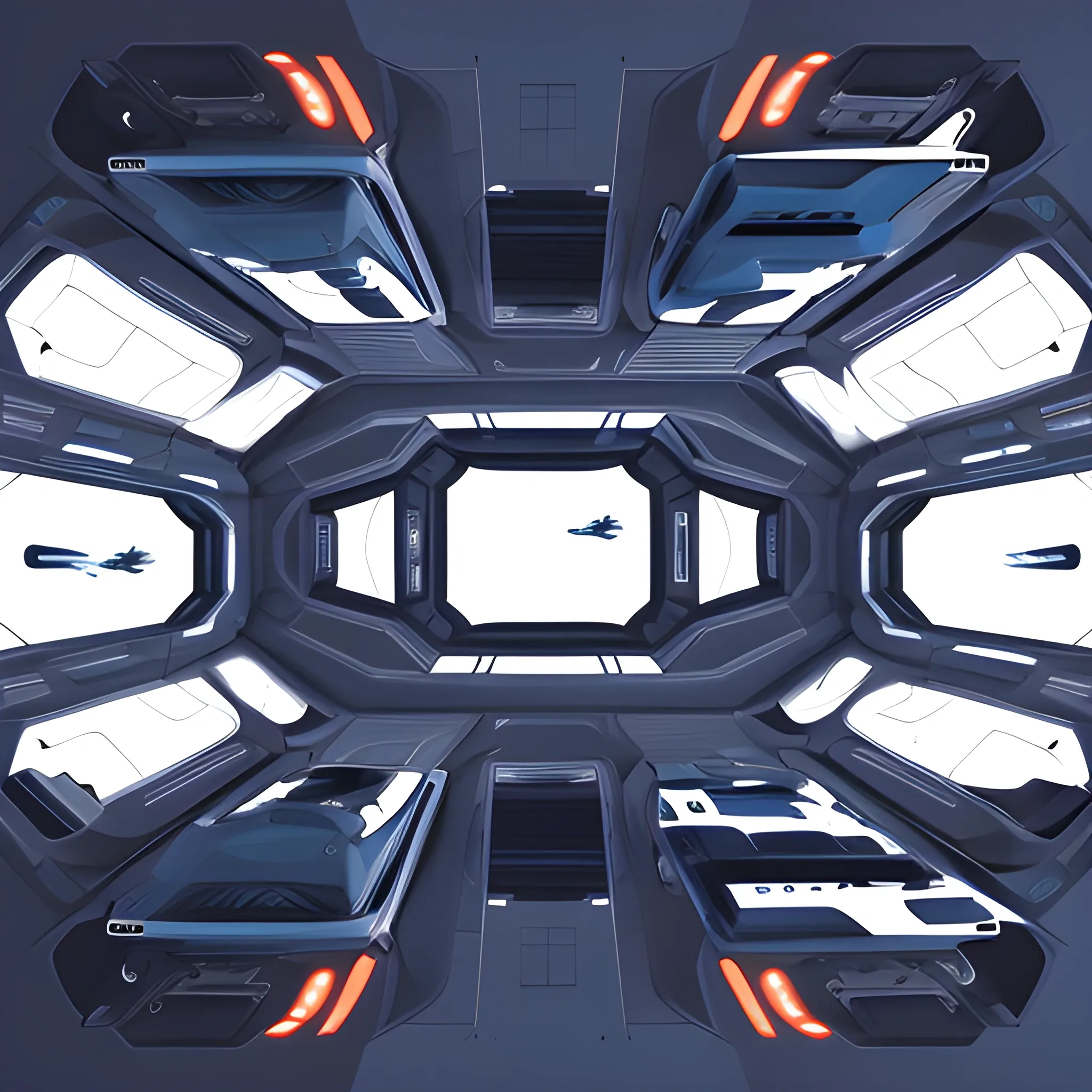 Generate the image of a spaceship interior horizontal view