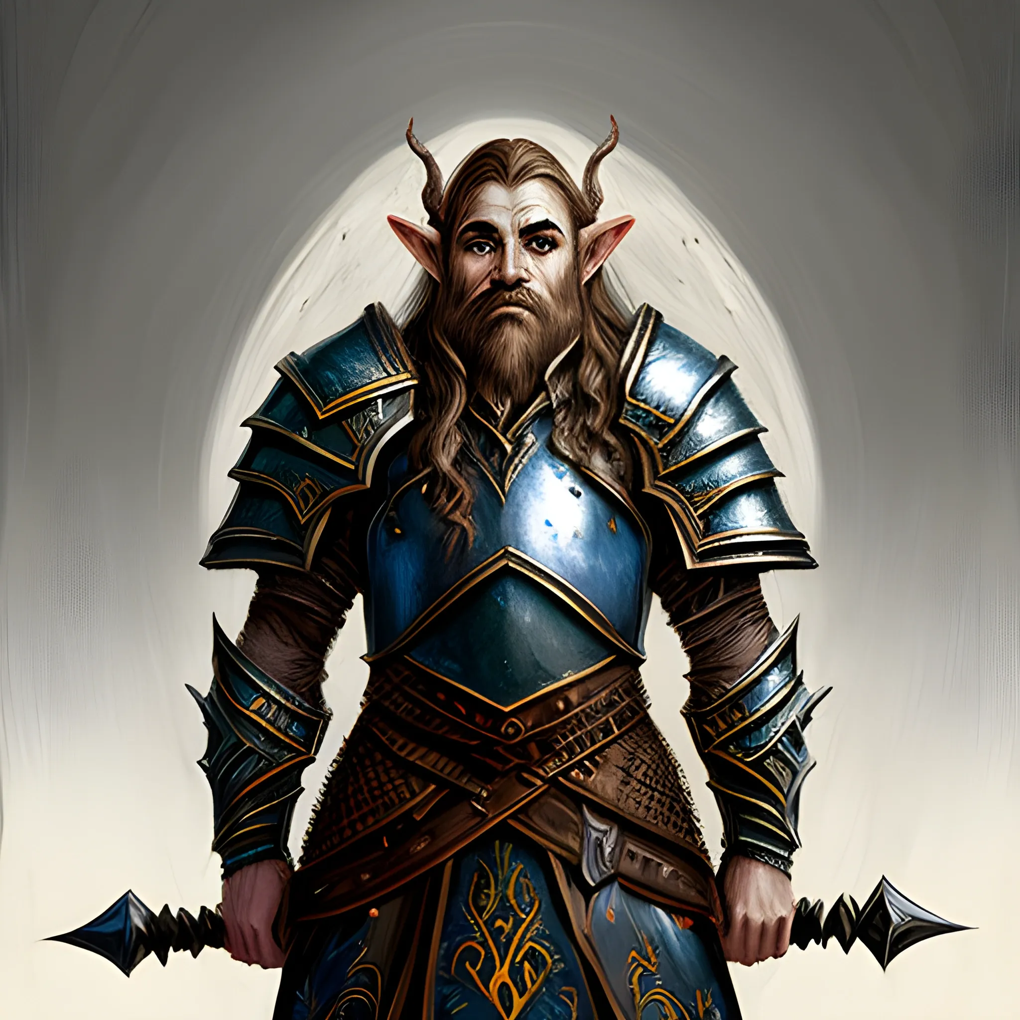 Elven dwarf in elven armor, expressionism, in bold, broad strokes, very high detail digital art, realistic, dark atmosphere