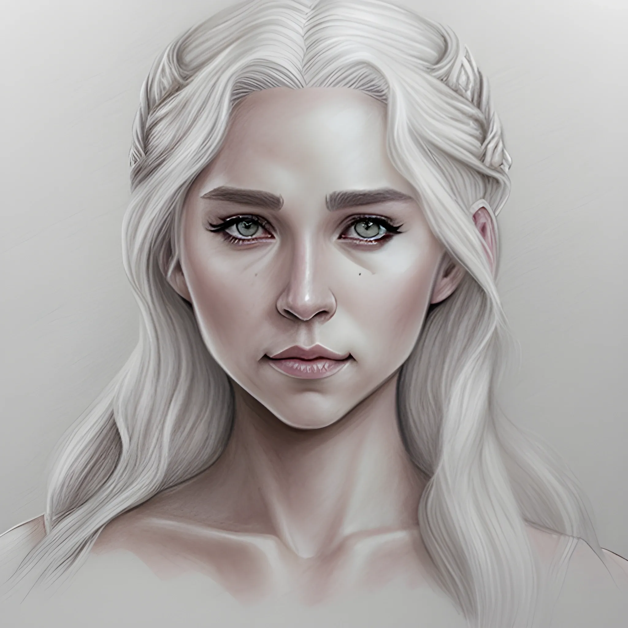 A Realistic Female Targaryen., Pencil Sketch, Water Color