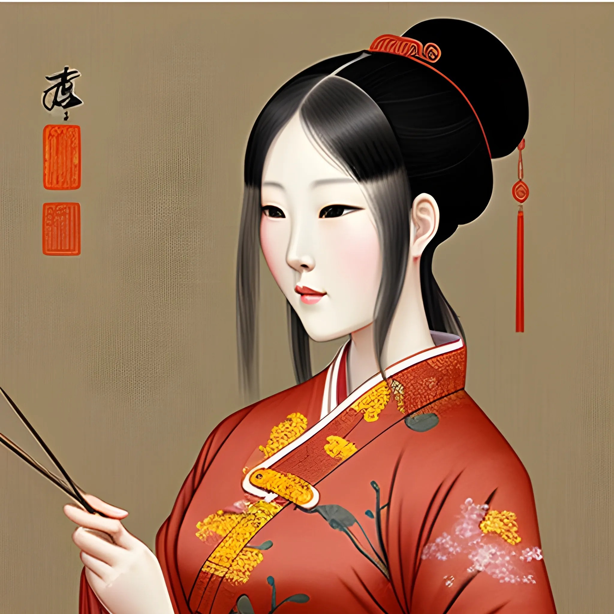 Pictures of ladies in ancient Chinese traditional painting style, elegant, master paintings