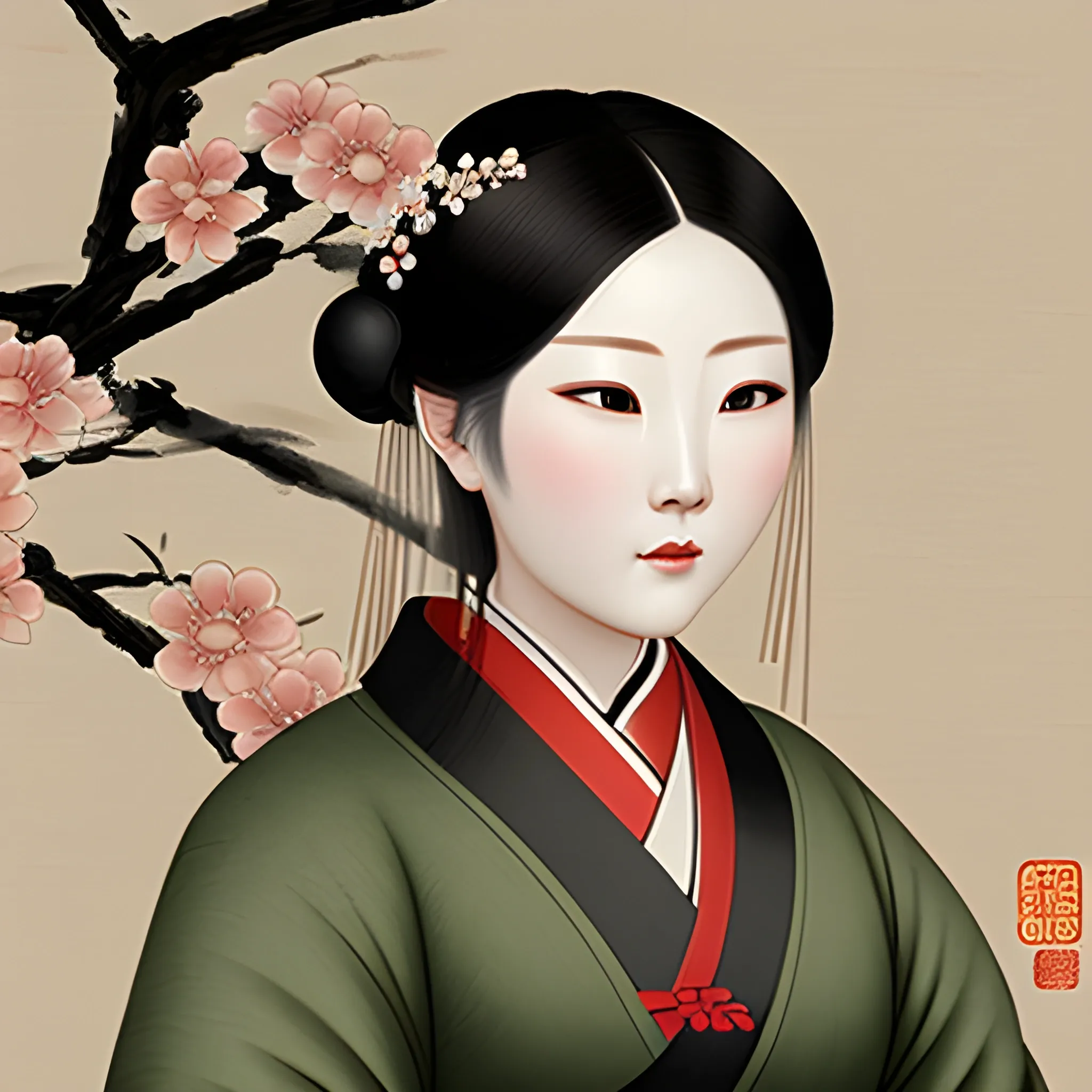 Pictures of ladies in ancient Chinese traditional painting style, elegant, master paintings, 3D