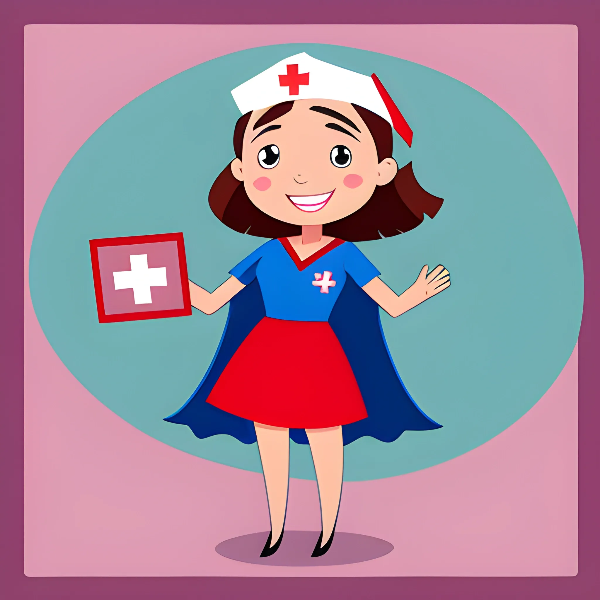 nurse with flying cape, Cartoon