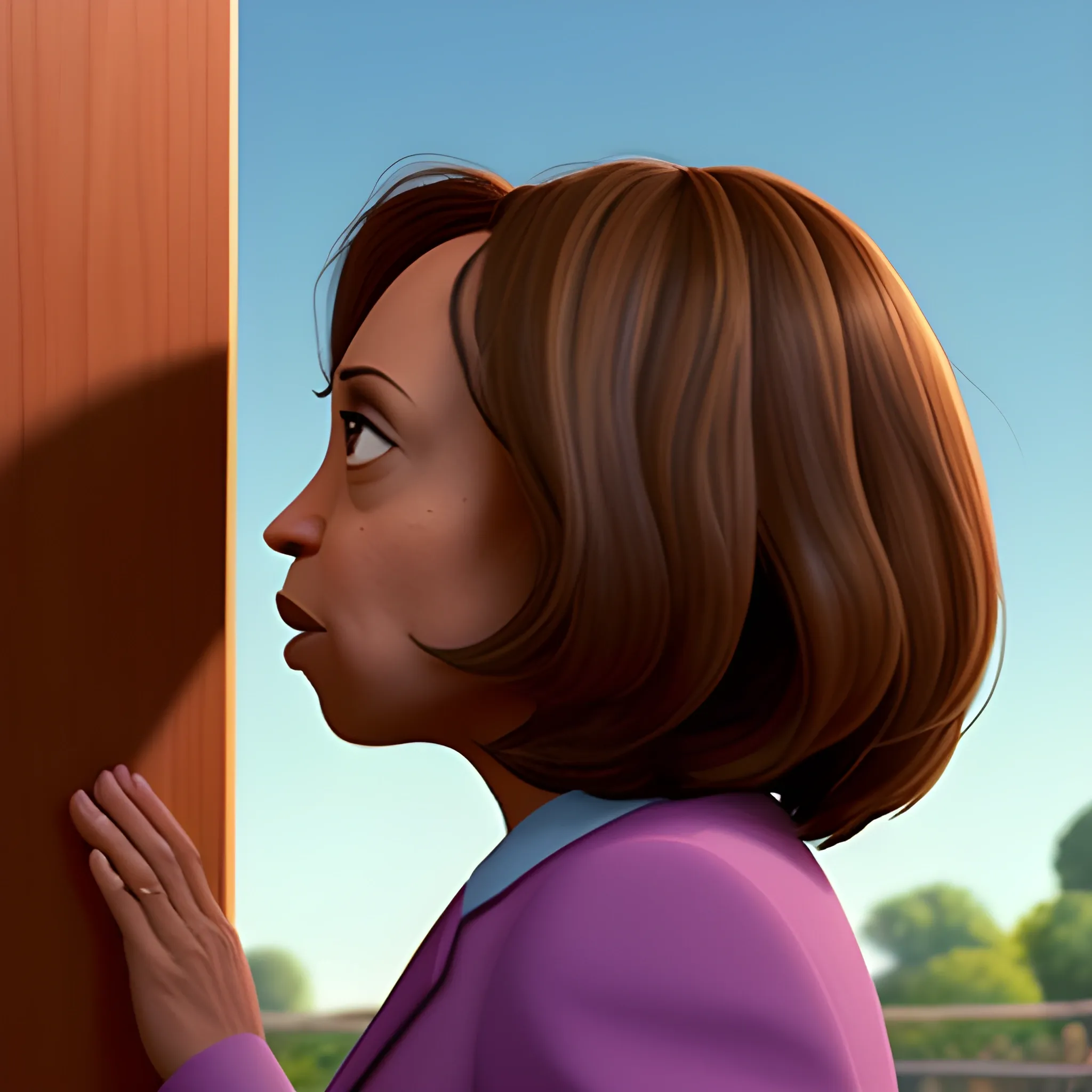 Kamala Harris, in a pixar movie, 3d, in profile