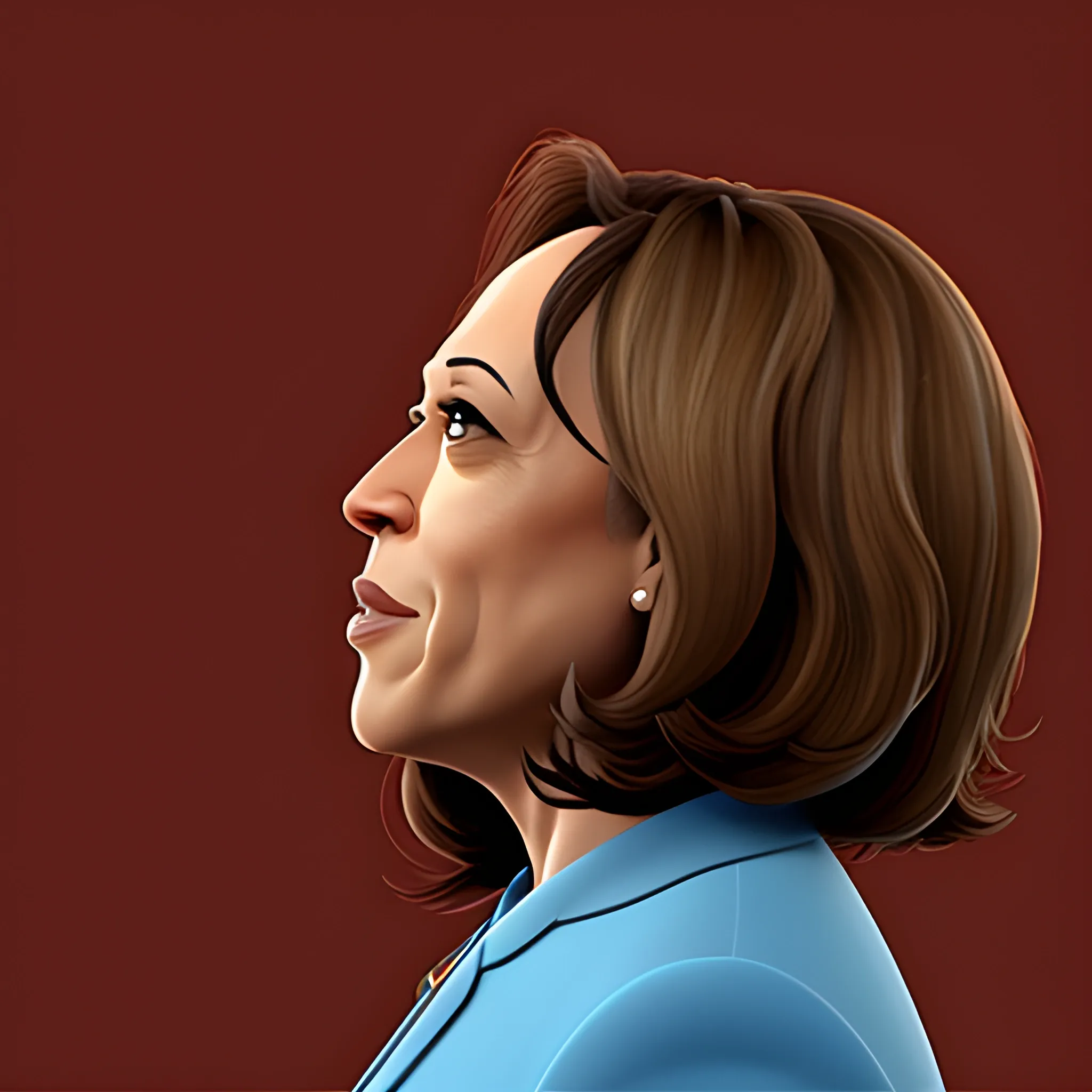 Kamala Harris, in a pixar movie, 3d, in profile