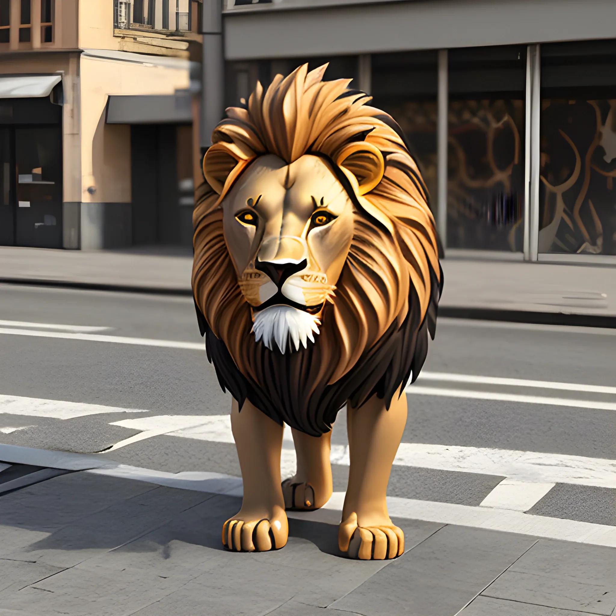 lion 3d on street