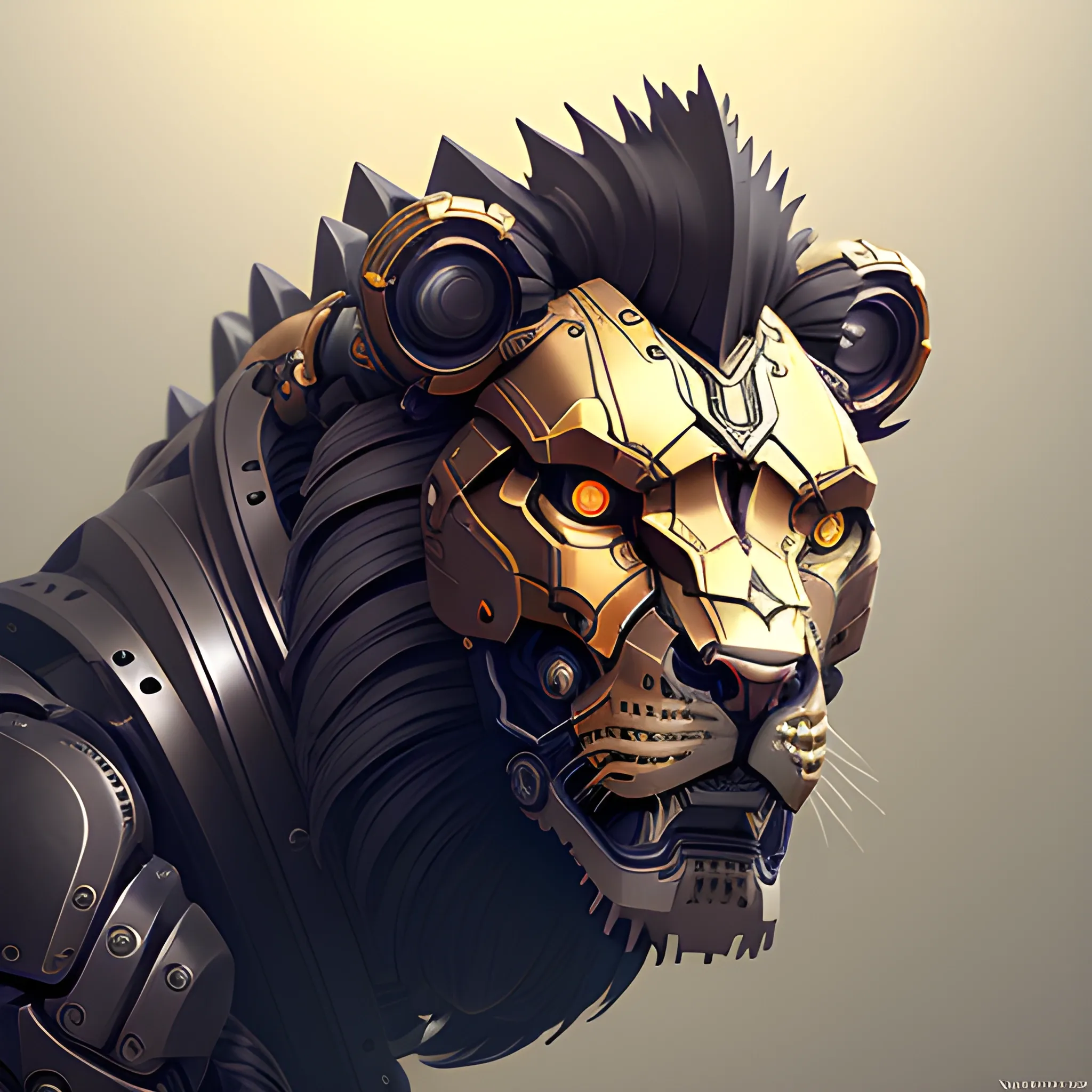 a mechanical robotic lion by viktor antonov, dishonored, concept art, intricate, detailed, dramatic, artstation, colorful
