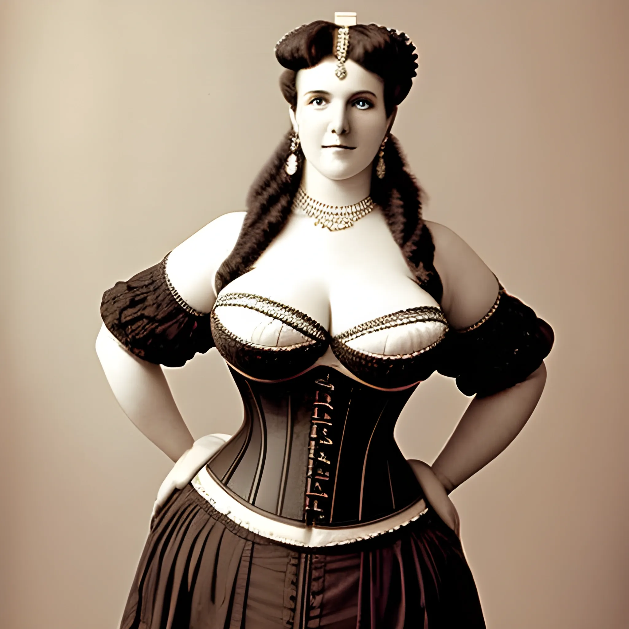 large chestet woman in corset