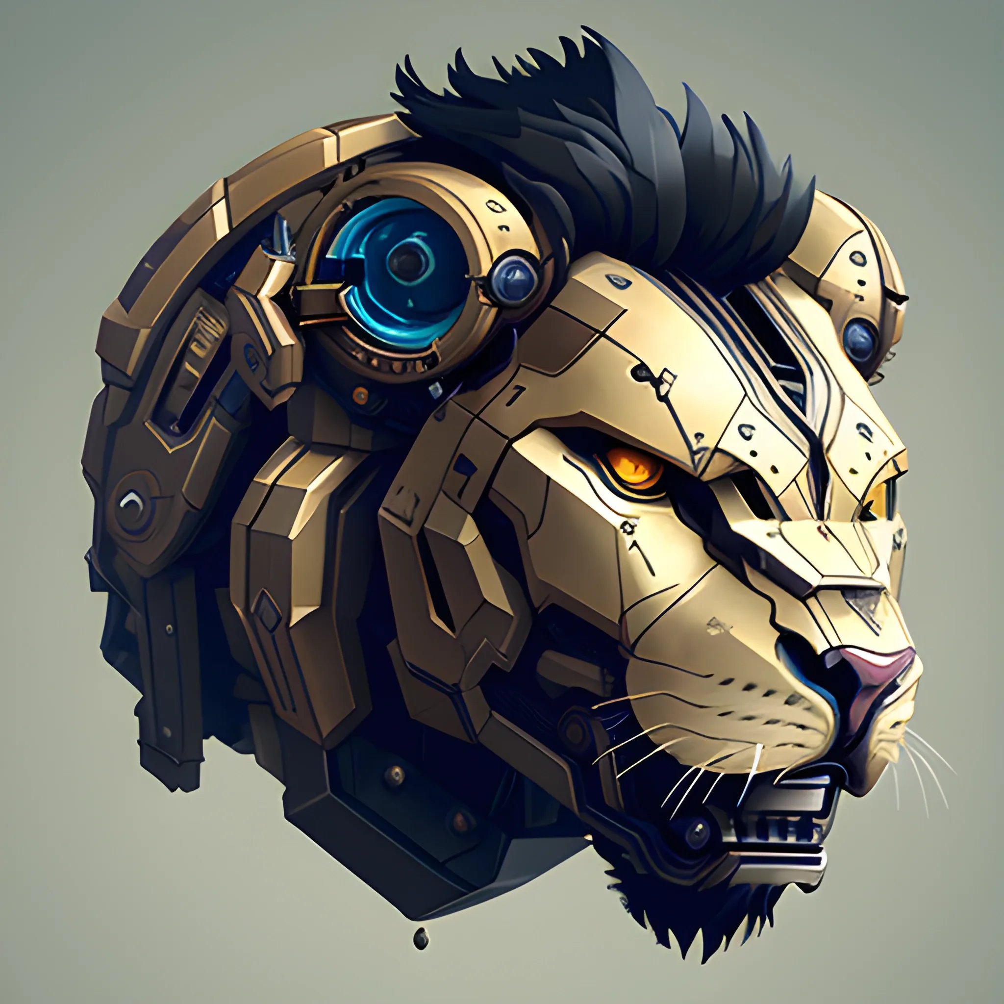 a fierce mechanical robotic lion head dishonored, concept art, intricate, detailed, dramatic, artstation, colorful
