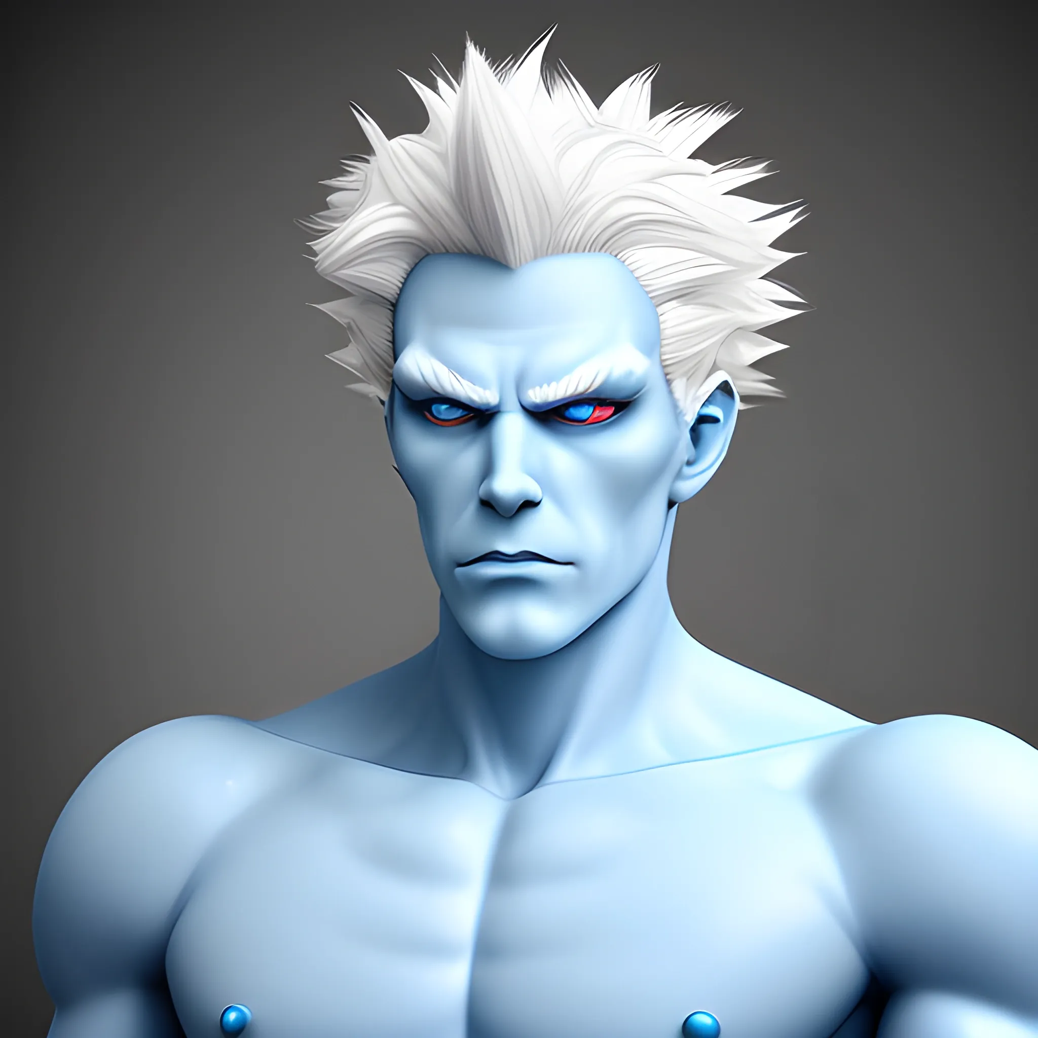 , 3D monster like a human white hair blue eyes adult handsome
a lot arm


