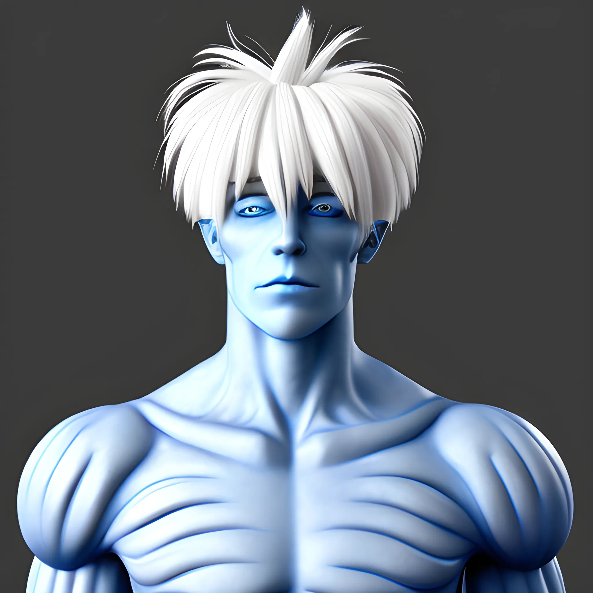 , 3D monster like a human white hair blue eyes adult handsome
and has a lot arm


