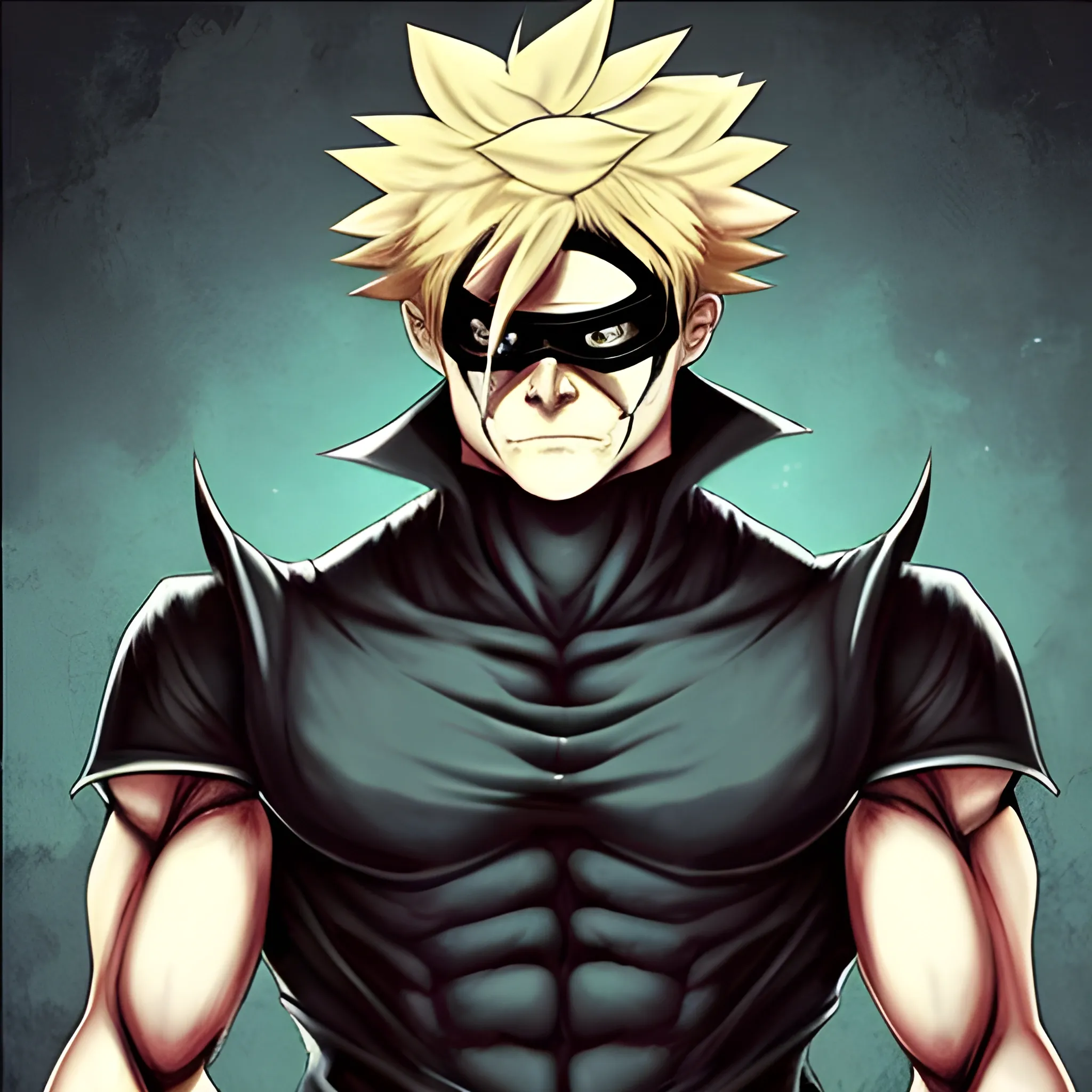 terrible monster look like anime bad character super strong short hair he has a muscle and he is blind wearing an eyepatch he has four arms
he is blonde and he is warrior

