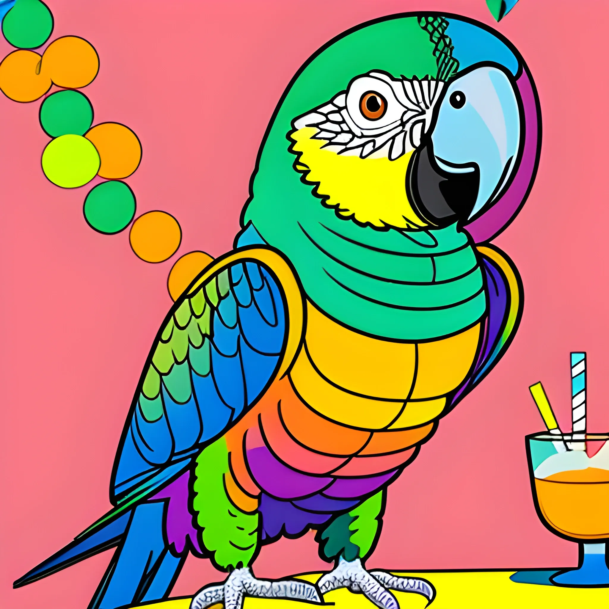  A party parrot that loves to party in the 1970s ,Cartoon