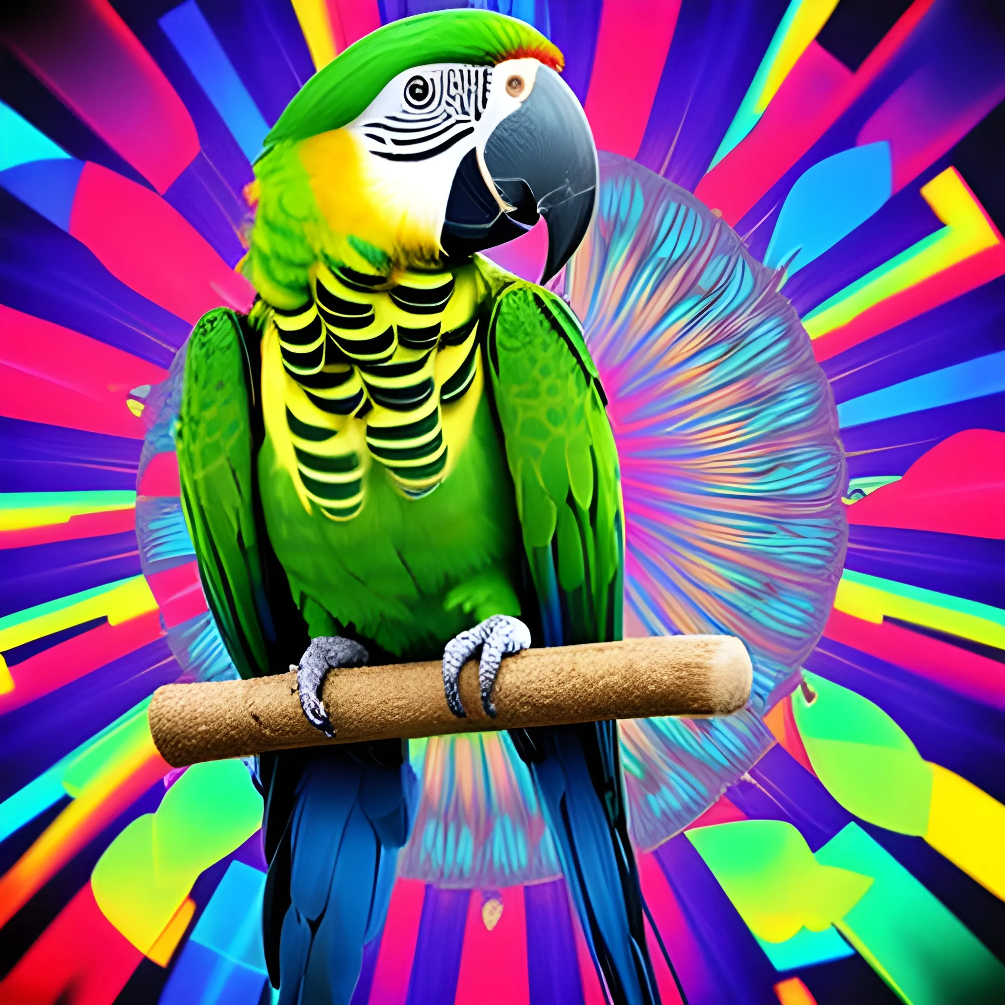 A parrot with human body, Trippy