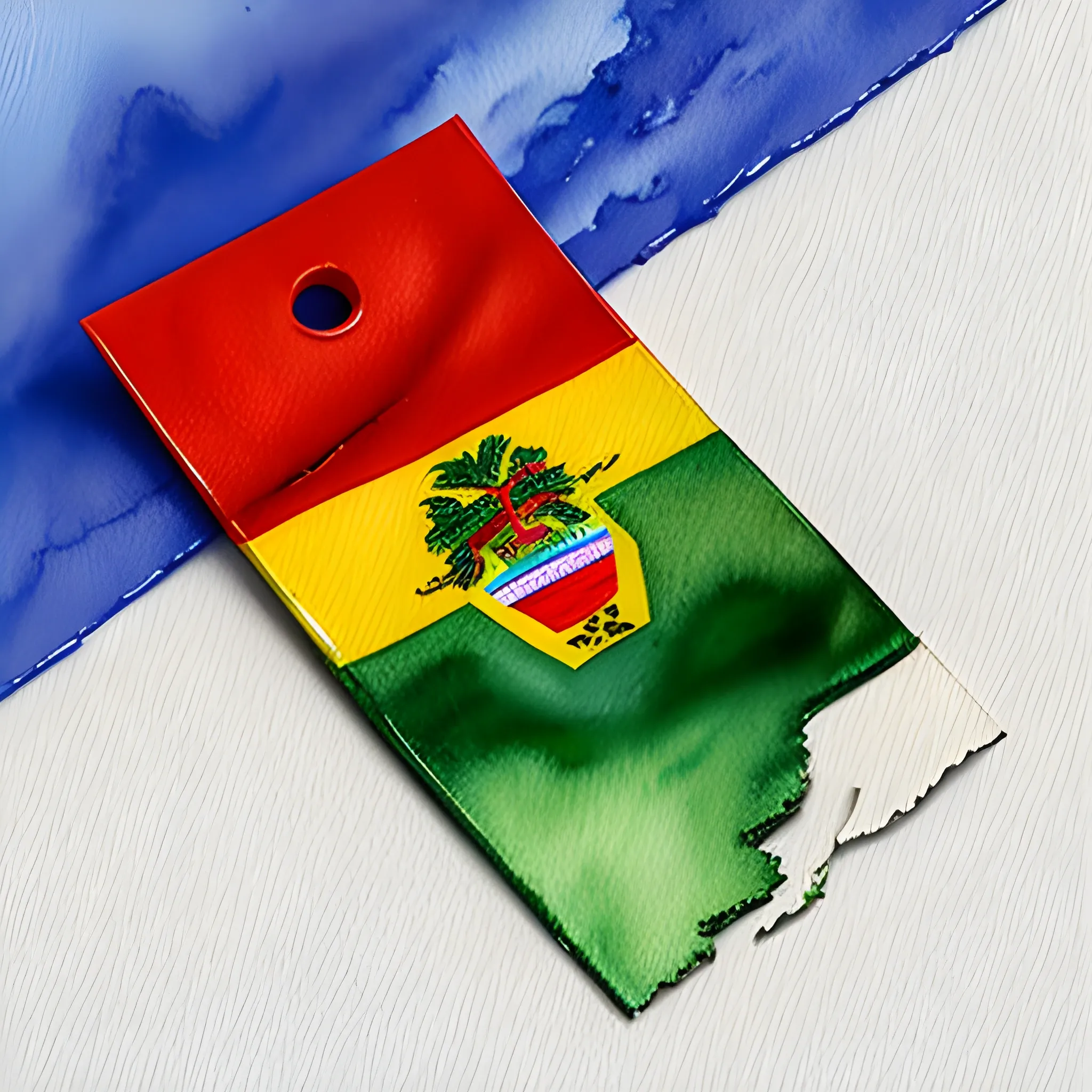 , 3D purchase tag wrapped in the flag of Bolivia, Water Color, Oil Painting, Water Color