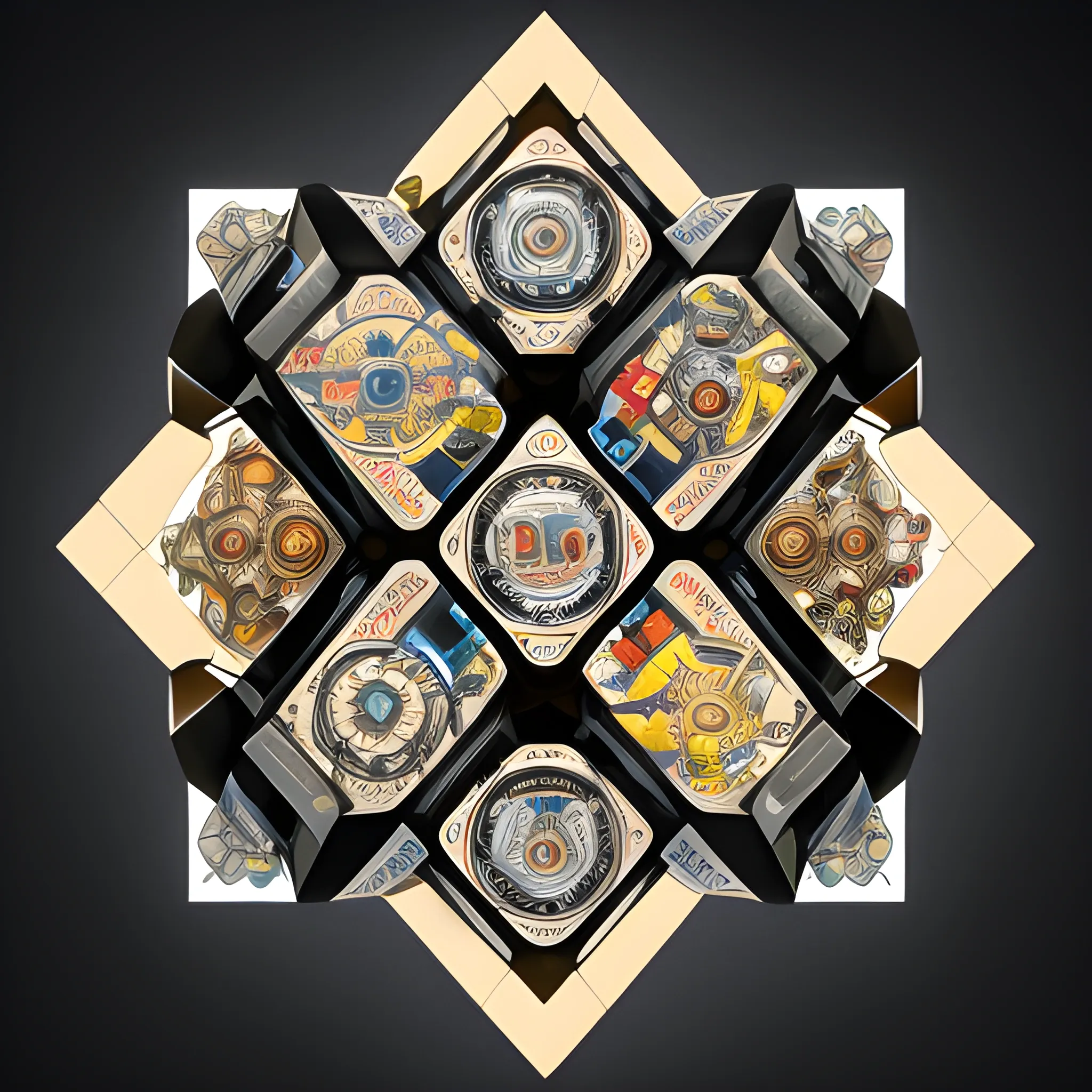 A depiction of a complex, three-dimensional puzzle with interlocking pieces, each one bearing different sports icons. The puzzle's design appears chaotic and fragmented, alluding to the incoherent nature of the policy. The puzzle rests on a table, and the surrounding area is dimly lit except for a single concentrated light source illuminating the puzzle. The overall mood evokes curiosity and intrigue, accompanied by a sense of uncertainty, Trippy