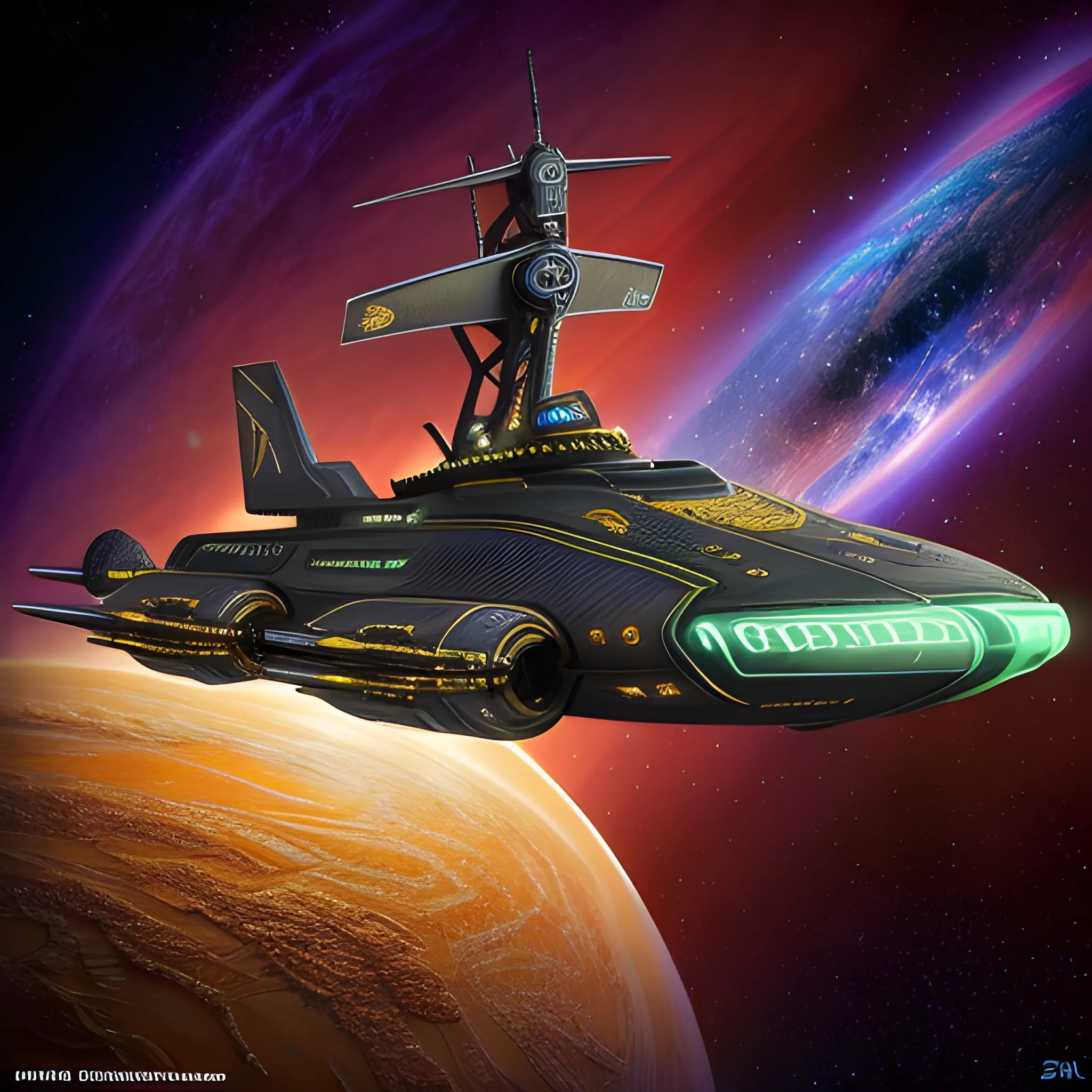 Splendor unfolds, illustration depicting a G'Quan Class Cruiser from Babylon 5 adorned in gold and matte green, silhouette outlined by integrates gears, levers, matte gold, intricate patterns against a dark metallic body, integrated into a brilliant 4D space environment featuring parallelogram-shaped sections, winged nacelles in echoes of USS Enterprise, a mystic castle with 10-mile long drawbridge over a huge lake, to the rest of civilization. (((<lora:DeeSciFi:1.0> <lora:USS Enterprise:1.0>))) A starship of the styles of Harlan Ellison, Matt Jeffries,Mike & Denise Okuda with a medieval,& royalisticpunk, very intricate details, aesthetic.The ship is adorned with blood red gears, levers, and intricate patterns, contrasting with its dark metallic body. The background are many stars, &distant ships.(((<lora:DeeSciFi:1.0> <lora:USS Enterprise:1.0>))) A starship of the Design Team of Harlan Ellison, Matt Jeffries, Rick Berman,Mike & Denise Okuda with a steampunk,& metallic wired constructed style, very intricate details, aesthetic.The ship is adorned with golden gears, levers, and intricate patterns, contrasting with its dark metallic body. The background is a cornucopia of stars, distant ships, a comet, nebula, & an Earth-esque planet.750k UHD 4D. (((The starship has 2 blue vibrant diamond nacelles, that are shaped like giant D batteries.)))Mammoth size Cheeseburger pizza, with sausage, pepperoni, salami, dried tomatoes, pineapple, Canadian bacon, bacon, buffalo style chicken, 2 5 pounds each hamburgers, provolone, mozzarella, Colby Jack Cheese, Pepper jack cheese, Fiesta Blend cheese, Mexican Blend Cheese,mild salsa, green peppers, mushrooms, bell peppers, dried cranberries, 2 tablespoons of cinnamon, and Paul Newman's Vodka Sauce. A curly dirty blonde man 5'6", with a streaky red beard, 180lbs, is sitting at table getting ready to eat this mammoth burger. He's wearing a shirt that has 'Mountain Shine' written on it, in neon green & yellow pattern. 750k UHD resolution 4D. (((<lora:DeeSciFi:1.0> <lora:USS Enterprise:1.0>))) A starship of the Design Team of Harlan Ellison, Matt Jeffries, Rick Berman,Mike & Denise Okuda with a royalisticpunk,& metallic wired constructed style, very intricate details, aesthetic.The ship is adorned with golden gears, levers, and intricate patterns, contrasting with its dark metallic body. The background is a cornucopia of stars, distant ships, a comet, nebula, & an Earth-esque planet.750k UHD 4D. (((The starship has 2 blue vibrant diamond nacelles, that are shaped like giant D batteries.)))An awe-inspiring 4D portrait photograph of the iconic USS Enterprise, masterfully designed by an extraordinary team including Harlan Ellison, Matt Jeffries, Rick Berman, and Mike & Denise Okuda. This ship boasts a unique aesthetic with medieval and metallic gold and green matte details that set it apart in the vast, dark universe. The ship's exterior is adorned with intricate golden gears, levers, and patterns, contrasting beautifully with its dark metallic body. The celestial backdrop includes a vibrant array of stars, distant ships, a comet, a nebula, and an Earth-like planet. The ship's two blue diamond-shaped nacelles, reminiscent of giant D batteries, add an extra touch of brilliance to this breathtaking 750k UHD image. A curly dirty blonde man, vibrant, portrait photography, fashion, 3d renderA stunning 4D UHD rendering of a futuristic starship, designed by the creative minds of Harlan Ellison, Matt Jeffries, Rick Berman, and the Okudas. The ship features an intricate blend of medieval and metallic gold and green matte elements, with golden gears, levers, and elaborate patterns adorning its dark metallic body. The striking blue vibrant diamond nacelles, shaped like giant D batteries, stand out against the ship's sleek design. The background is an awe-inspiring celestial landscape, showcasing stars, distant ships, a comet, a nebula, and an Earth-esque planet. This incredible creation is a testament to the fusion of advanced technology, innovative design, and captivating aesthetics in the realm of science fiction., portrait photography, fashion, vibrant, 3d render(((<lora:DeeSciFi:1.0> <lora:USS Enterprise:1.0>))) A starship of the Design Team of Harlan Ellison, Matt Jeffries, Rick Berman,Mike & Denise Okuda with a royalisticpunk,& metallic wired constructed style, very intricate details, aesthetic.The ship is adorned with golden gears, levers, and intricate patterns, contrasting with its dark metallic body. The background is a cornucopia of stars, distant ships, a comet, nebula, & an Earth-esque planet.750k UHD 4D. (((The starship has 2 blue vibrant diamond nacelles, that are shaped like giant D batteries.)))He's wearing a shirt that has 'Mountain Shine' written on it, in neon green & yellow pattern. 750k UHD resolution 4D <lora:USS Enterprise:1.0> A starship of Matt Jeffries 's designs with a steampunk,& metallic wired constructed style,very intricate details, aesthetic.The ship is adorned with gold gears, levers,&exact patterns, contrasting with its dark metallic body.Background has many stars,distant ships, a comet, nebula, & an Earth-esque planet.750k UHD 4D. (((<lora:DeeSciFi:1.0> <lora:USS Enterprise:1.0>))). Mammoth size Cheeseburger pizza, with sausage, pepperoni, salami, dried tomatoes, pineapple, Canadian bacon, bacon, buffalo style chicken, 2 5 pounds each hamburgers, provolone, mozzarella, Colby Jack Cheese, Pepper jack cheese, Fiesta Blend cheese, Mexican Blend Cheese,mild salsa, green peppers, mushrooms, bell peppers, dried cranberries, 2 tablespoons of cinnamon, and Paul Newman's Vodka Sauce. A curly dirty blonde man 5'6", with a streaky red beard, 180lbs, is sitting at table getting ready to eat this mammoth burger. He's wearing a shirt that has 'Mountain Shine' written on it, in neon green & yellow pattern. 750k UHD resolution 4DA starship of the Design Team of Harlan Ellison, Matt Jeffries, Rick Berman,Mike & Denise Okuda with a steampunk,& metallic wired constructed style, very intricate details, aesthetic.The ship is adorned with golden gears, levers, and intricate patterns, contrasting with its dark metallic body. The background is a cornucopia of stars, distant ships, a comet, nebula, & an Earth-esque planet.750k UHD 4D. (((The starship has nacelles that are joined together like a wing.))). Insanely symmetrical design. Trippy.