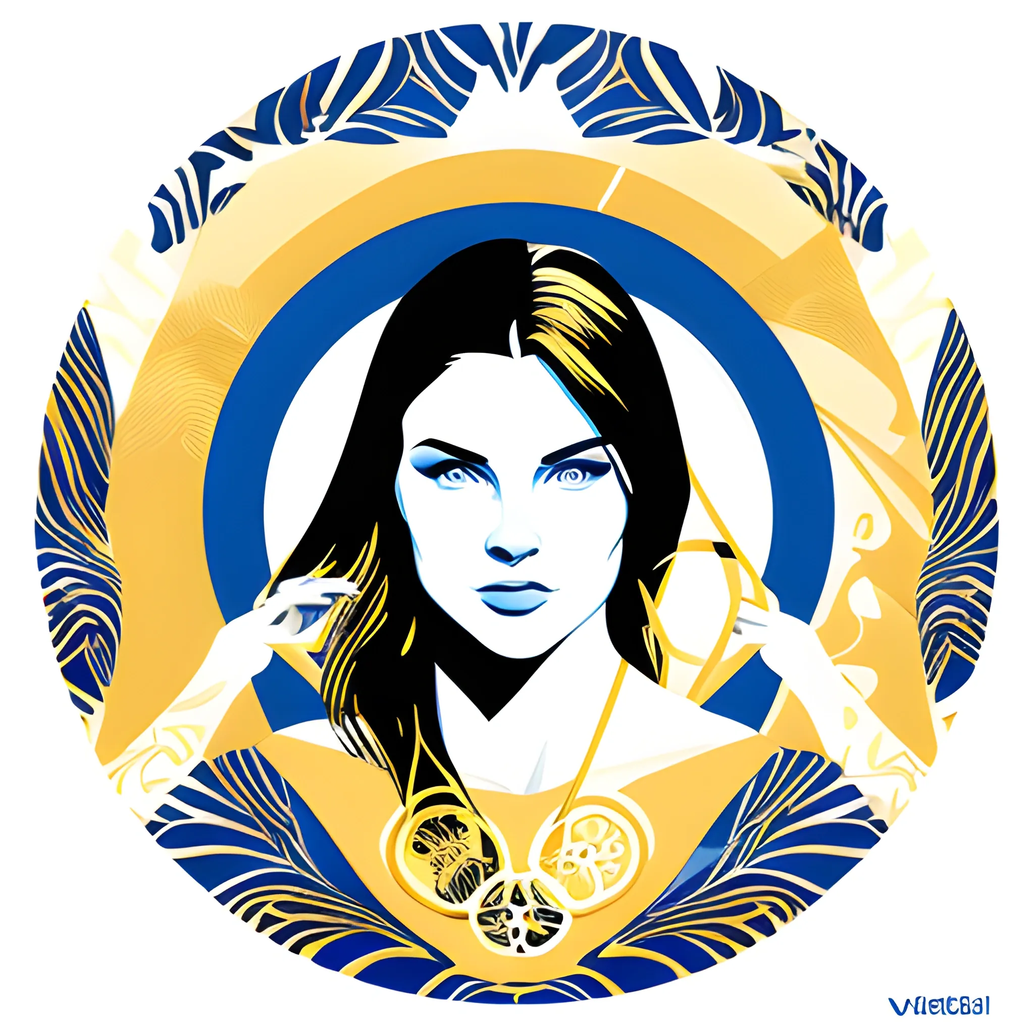 Vector art, Minimalist ink art, stunning beauty, Olympic athletes, gold medal, Olympic rings, swimming, a portrait picture, incredible detail, fantasy portrait, smooth skin, blue background,