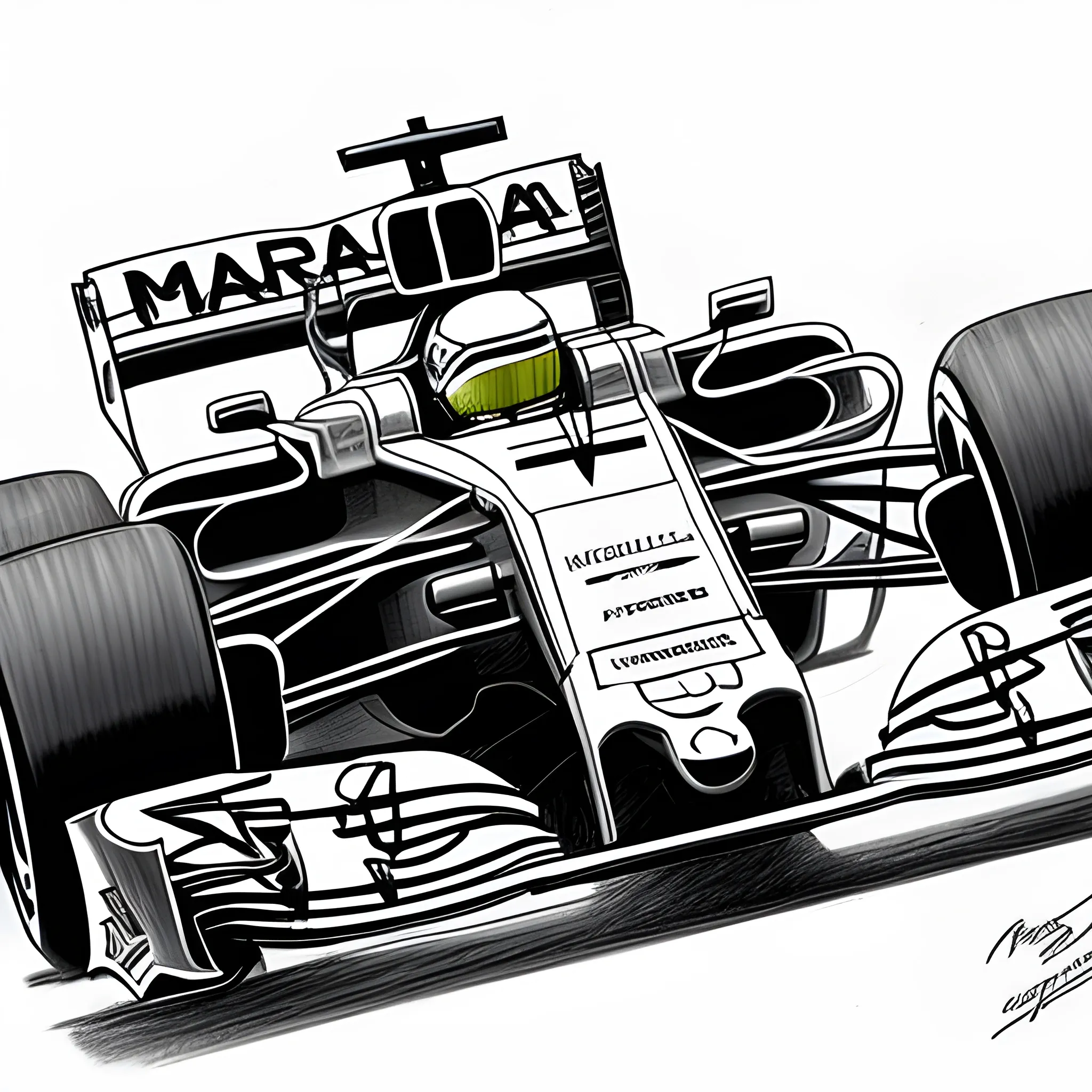 Formula 1 made with robots , Pencil Sketch