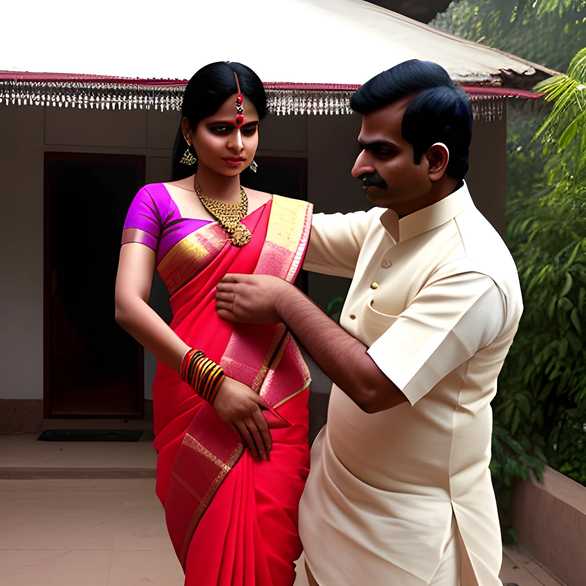 indian man removing lady saree
