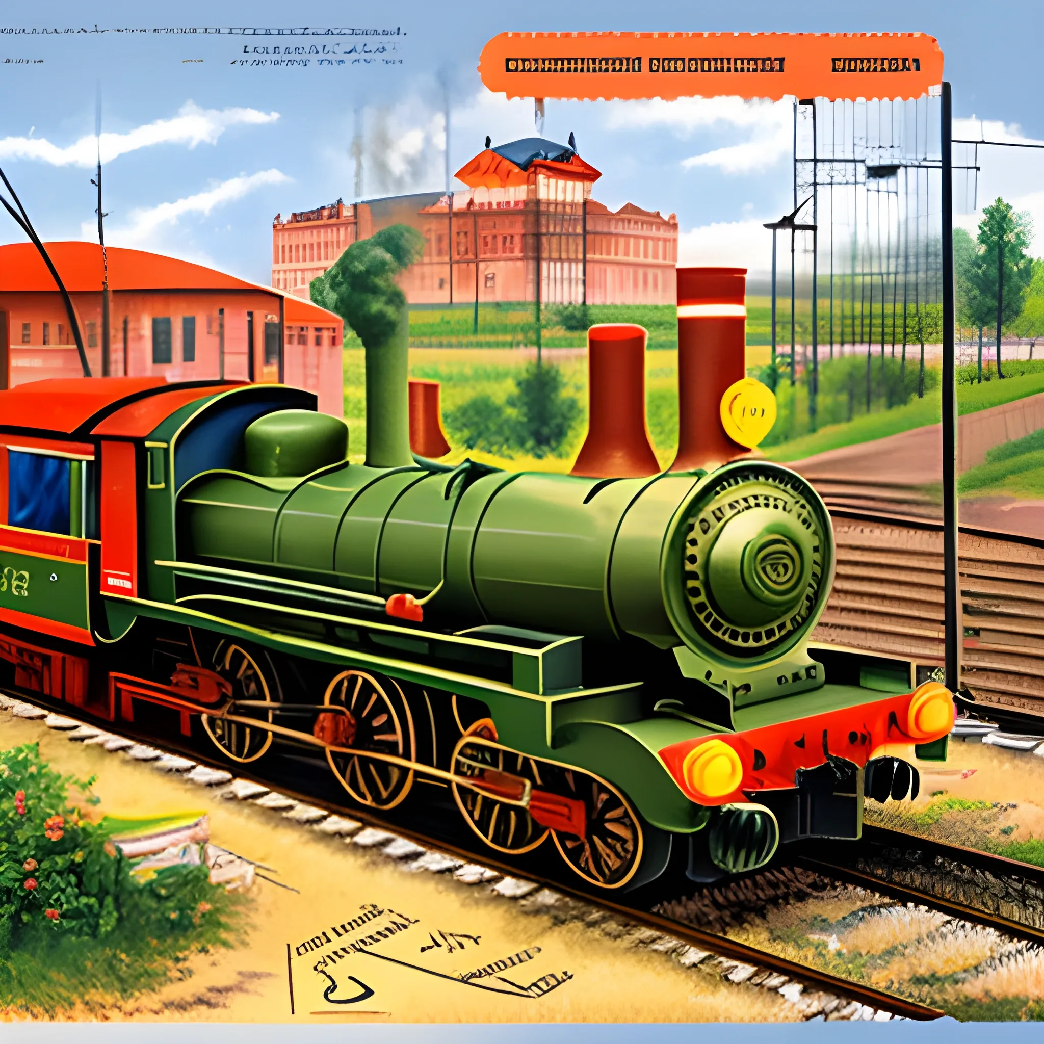 postcard congratulations on the day of the railway worker, in Russian style, without text, only a picture, 3D, 3D