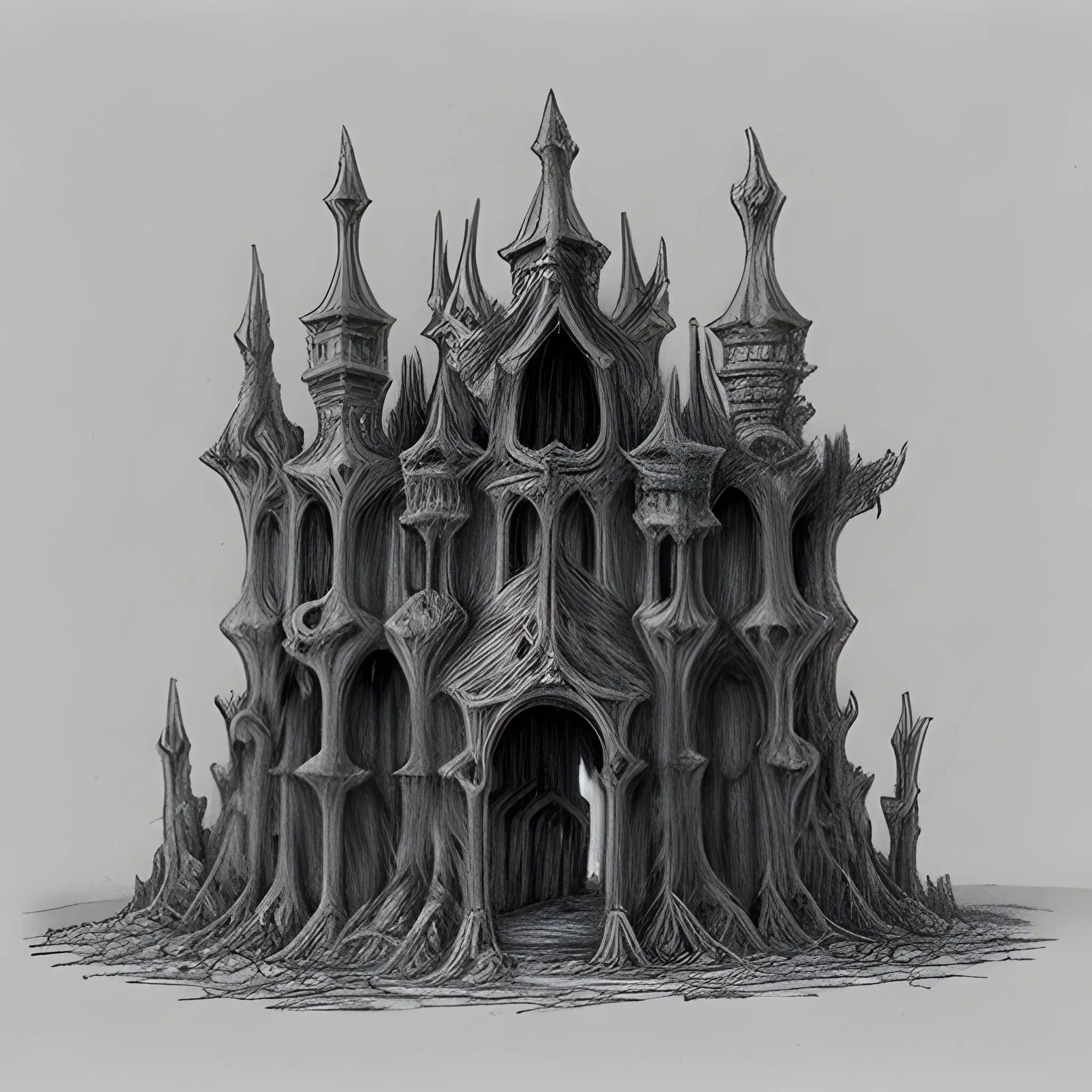 Bone Palace, in a dark, desolated and dry lands
 Pencil Sketch