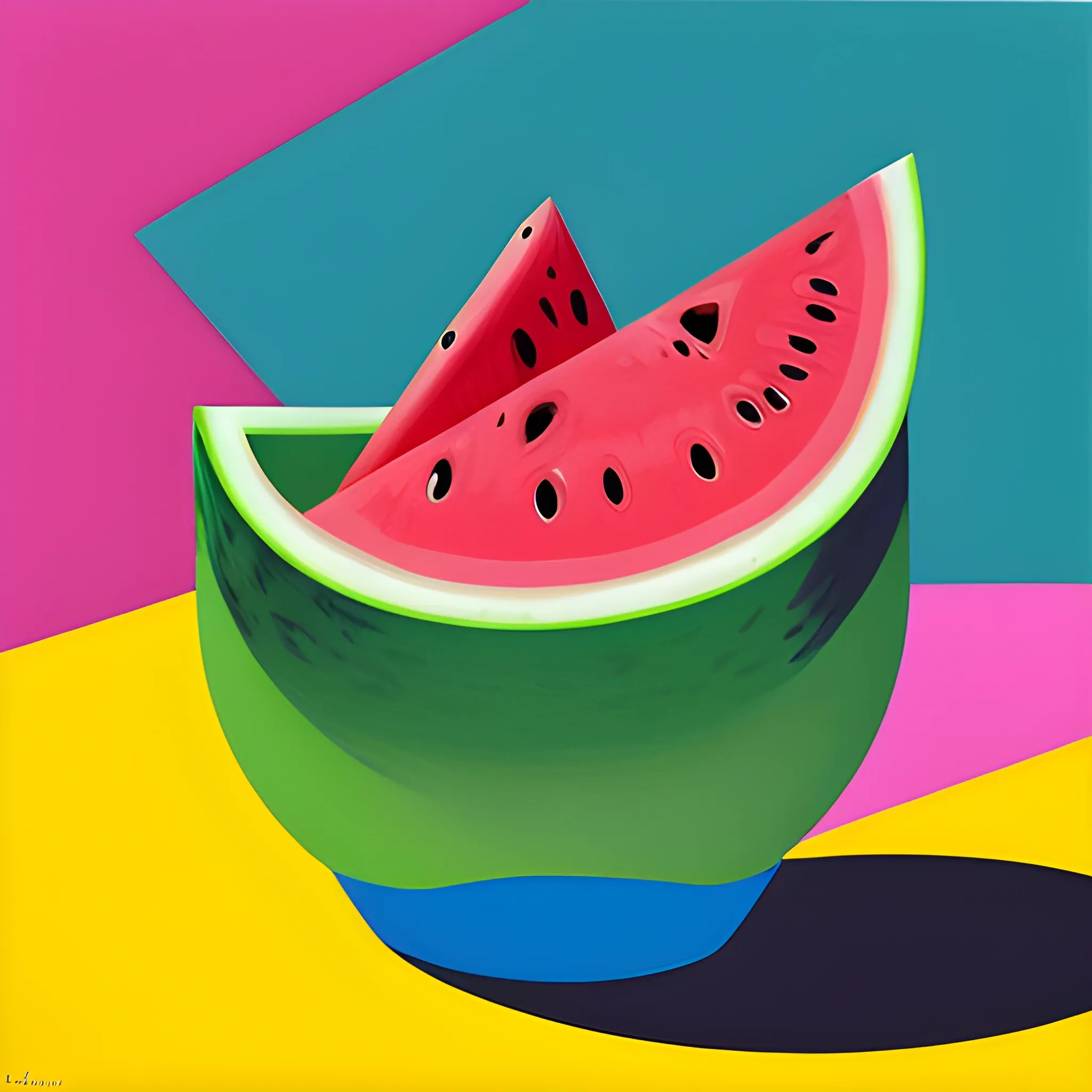 Acidic nature of watermelon juice, Potential irritants in watermelon juice, gastritis, worsen, refreshing, vibrant, colorful, health and wellness, still life, abstract, minimalism, Henri Matisse