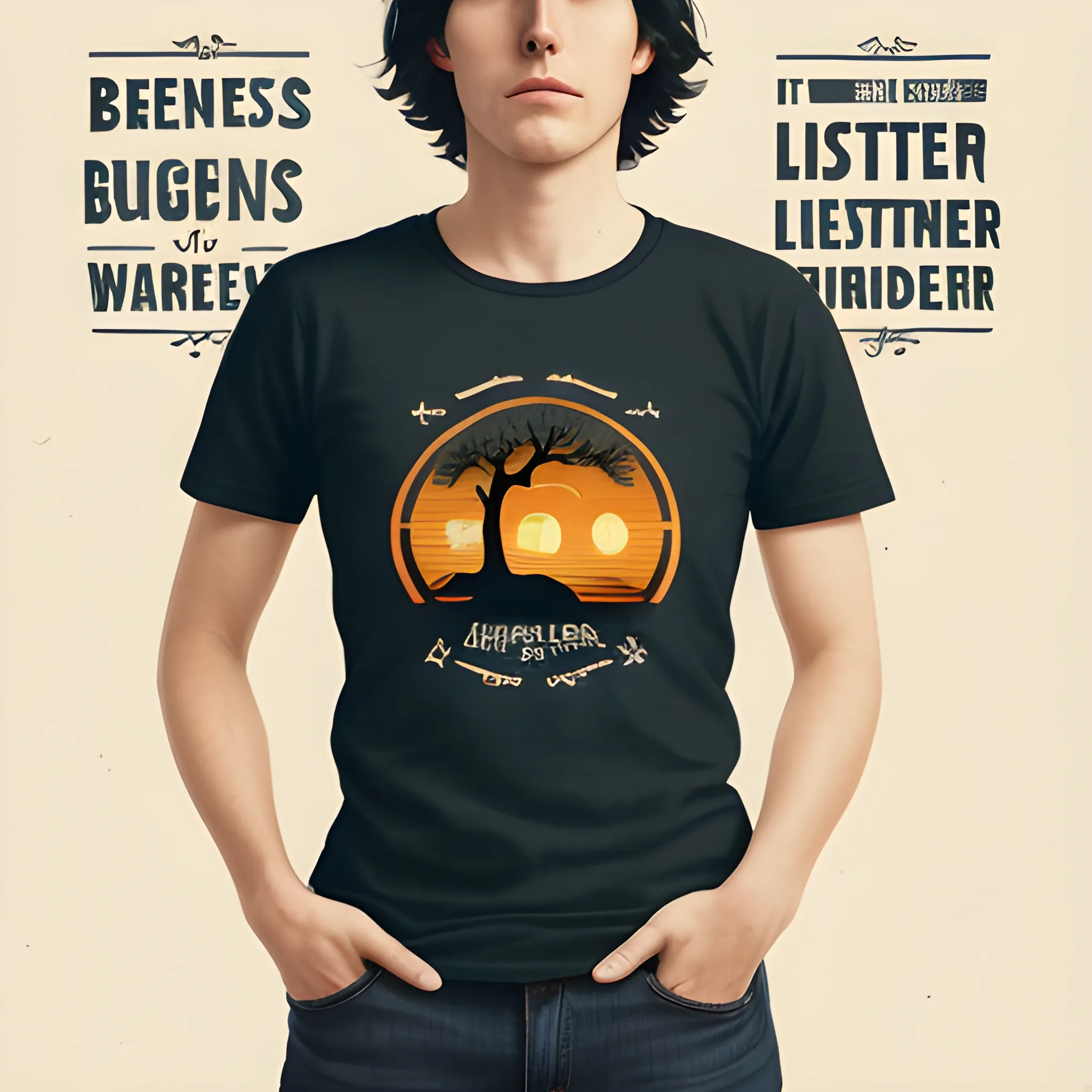 A nostalgic and charming vintage-style t-shirt design, featuring the quote "LIFE IS BETTER WITH BIRDS" in bold, uppercase letters. The text has a slightly distressed effect, giving it a nostalgic feel. The top section of the quote, "LIFE IS BETTER", is placed above the center, while the bottom section, "WITH BIRDS", sits below it. The t-shirt is set against a black background, and in the center, a stylized sunset scene is presented. The sunset features horizontal stripes in faded retro colors, including blue, yellow, orange, and red. Silhouettes of birds are overlaid on the sunset, either perched on branches or in flight, creating a dynamic focal point. To enhance the vintage aesthetic and provide balance to the design, horizontal lines flank the words "WITH BIRDS, typography, illustration
