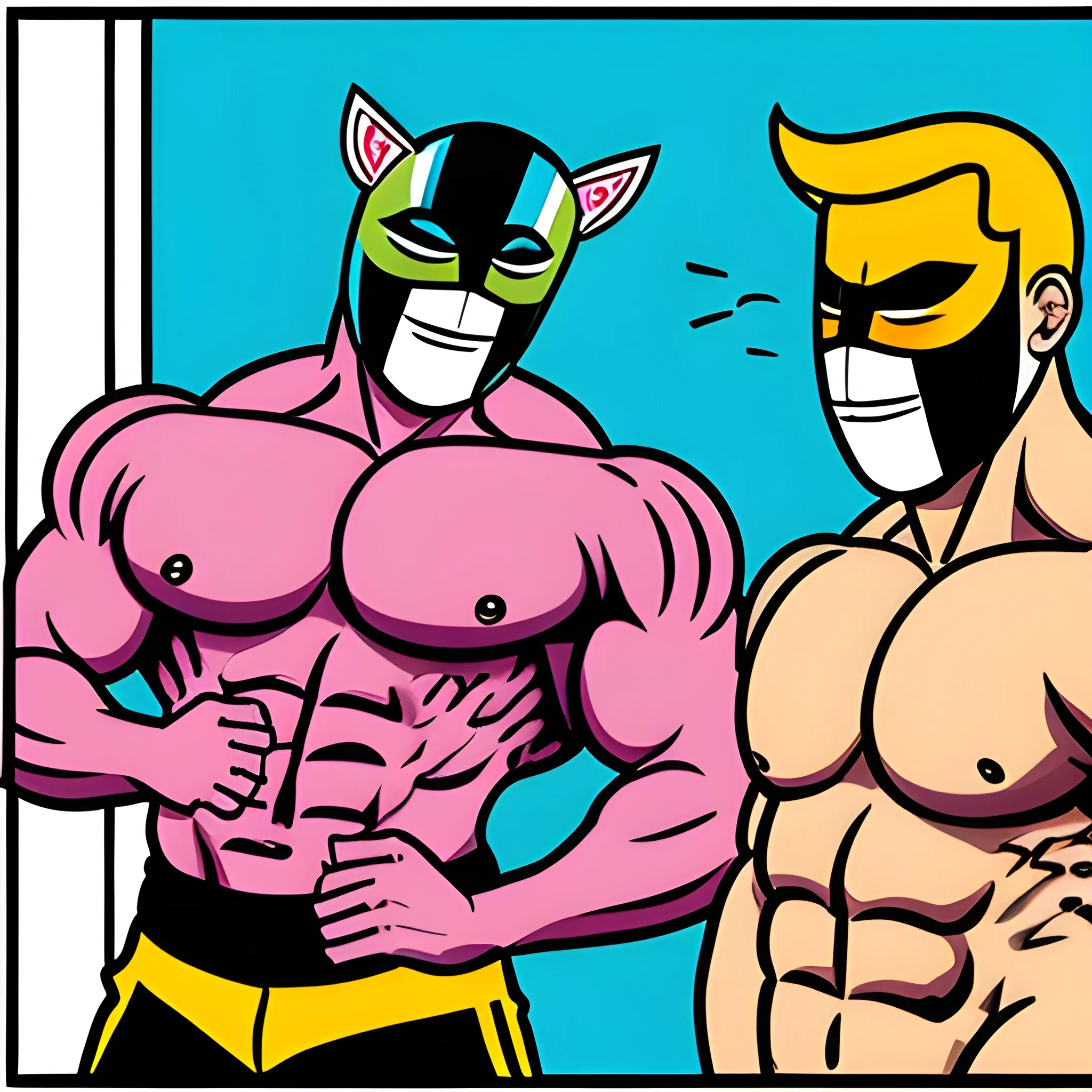 Gay muscle mask worship, Cartoon