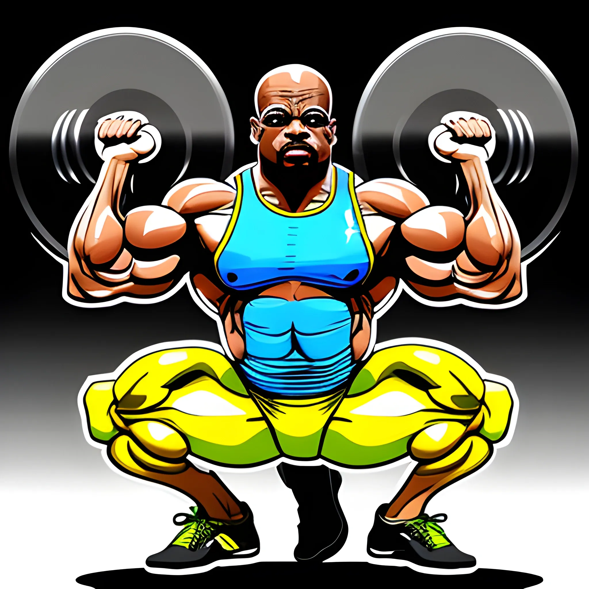 ronnie coleman squatting with transparent background, Cartoon