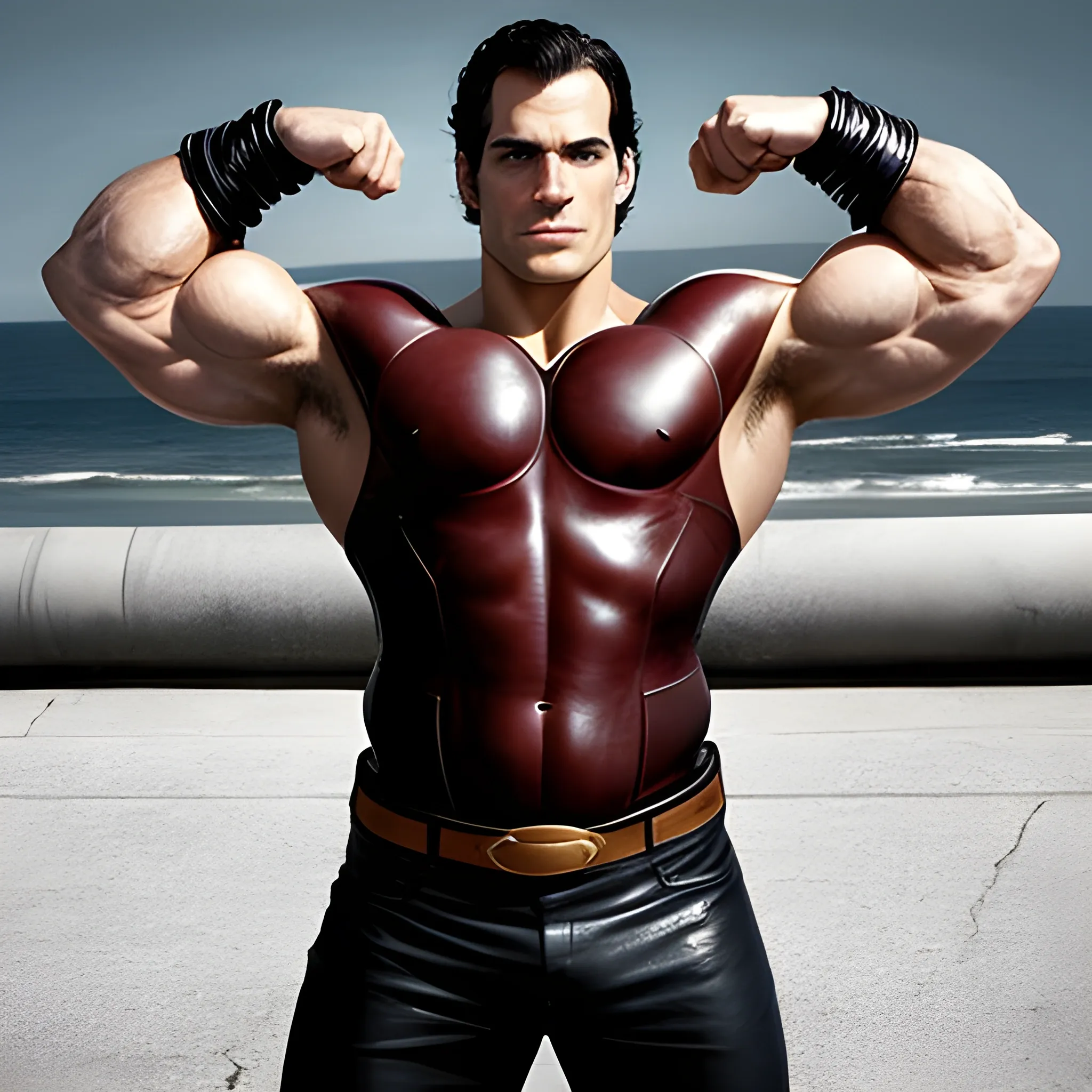 Henry Cavill flexing in leather