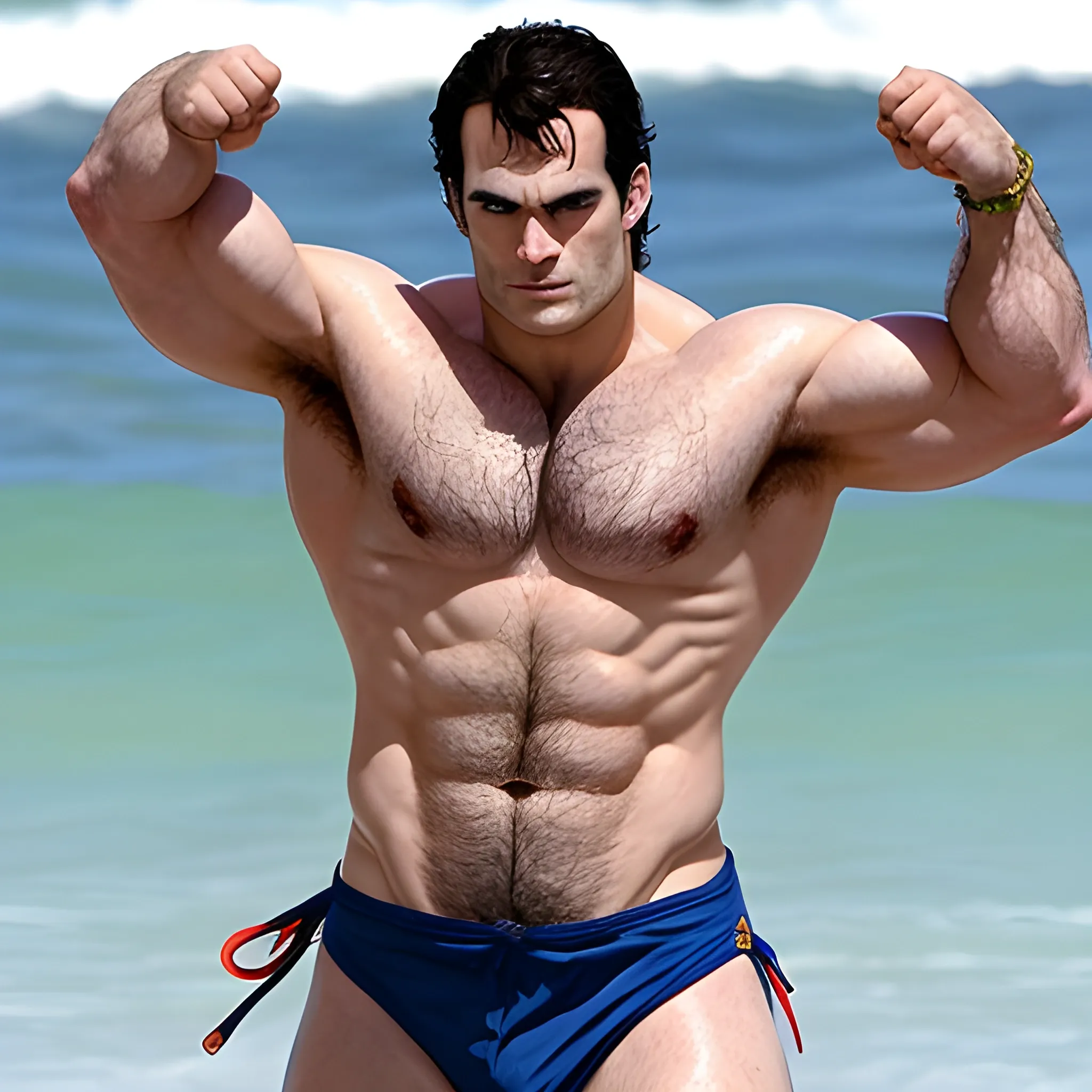 Henry Cavill bikini hairy flexing