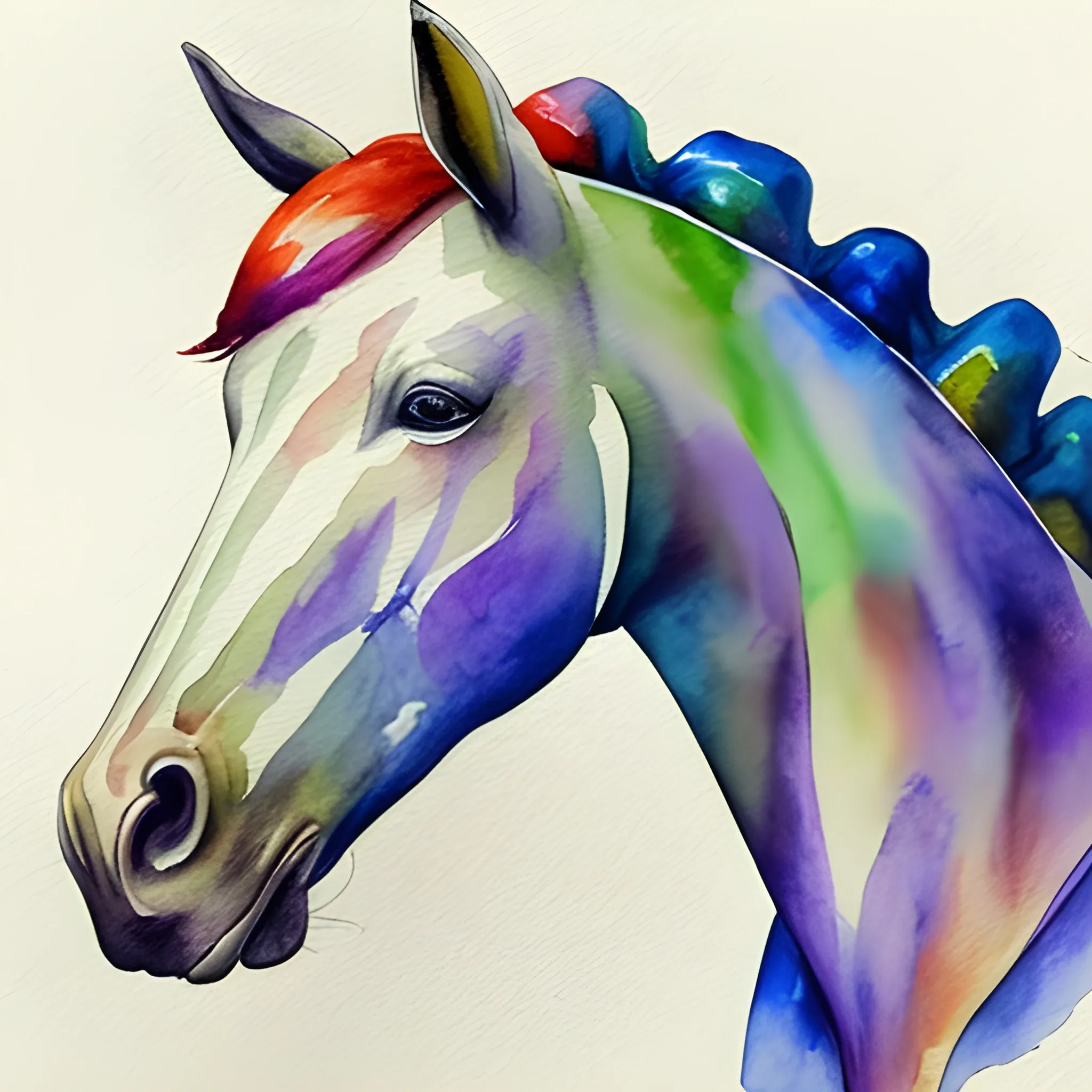 una cabeza de hermoso caballo, , Water Color