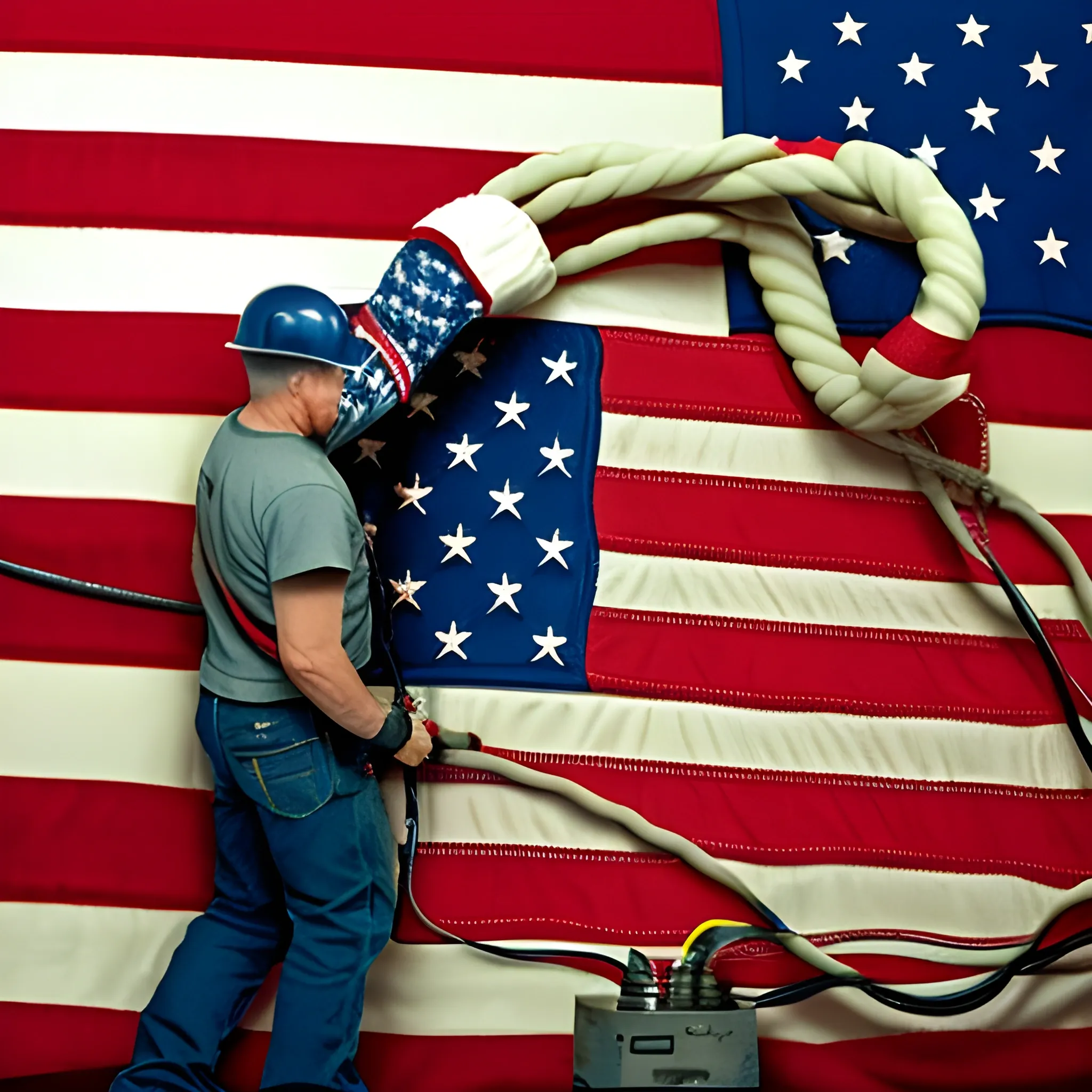 cable draggin an american flag