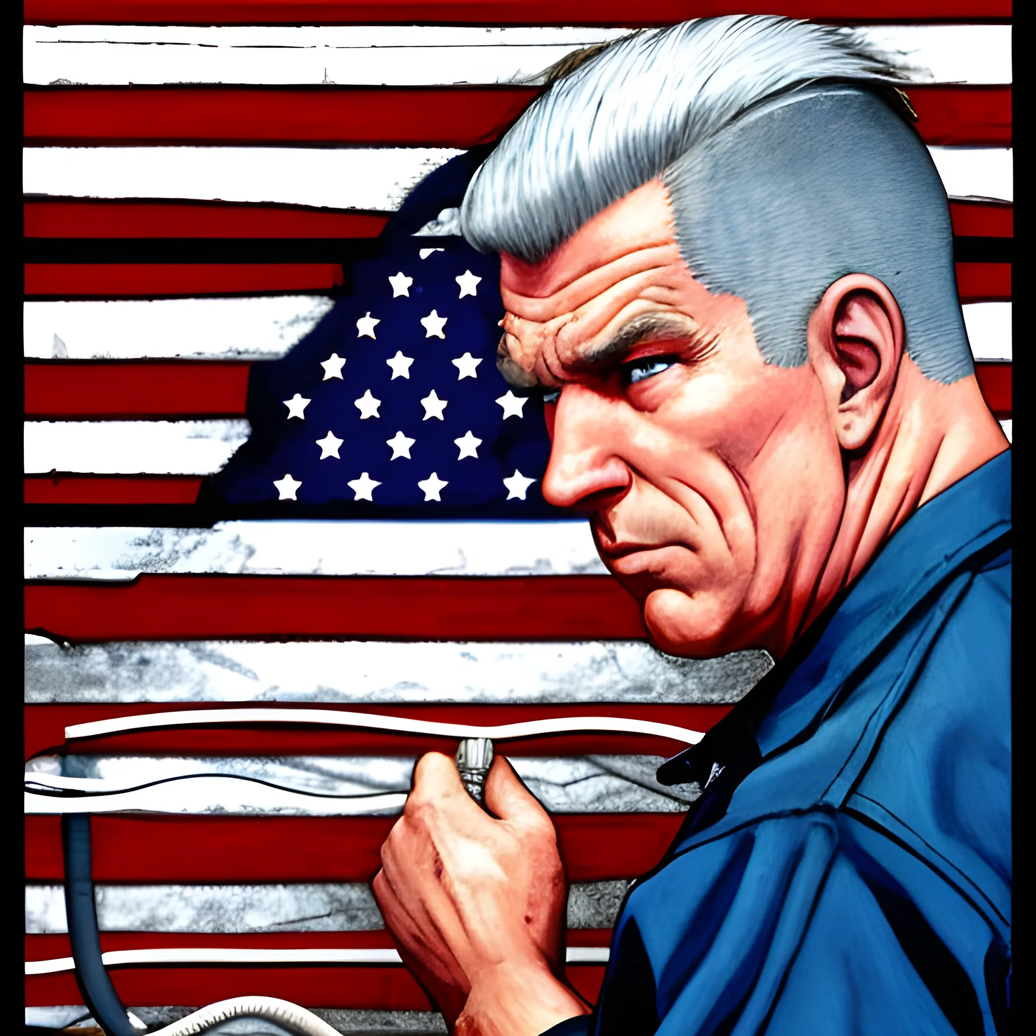 cable draggin an american flag